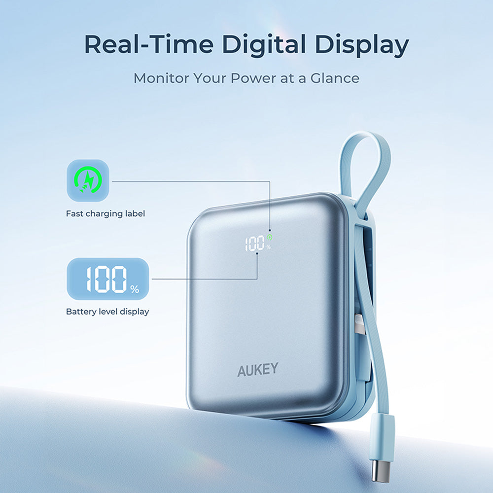 PB-Y91L 10K mAh 22.5W Swivel Mini L Power Bank with USB C and Lightning Cable - CCC Certification