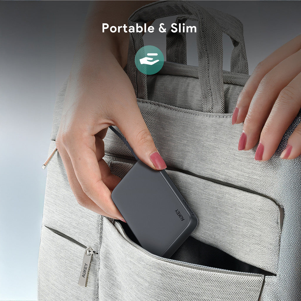 PB-Y53P 20W 10000mAh Slim Power Bank with Built-in USB C Cable