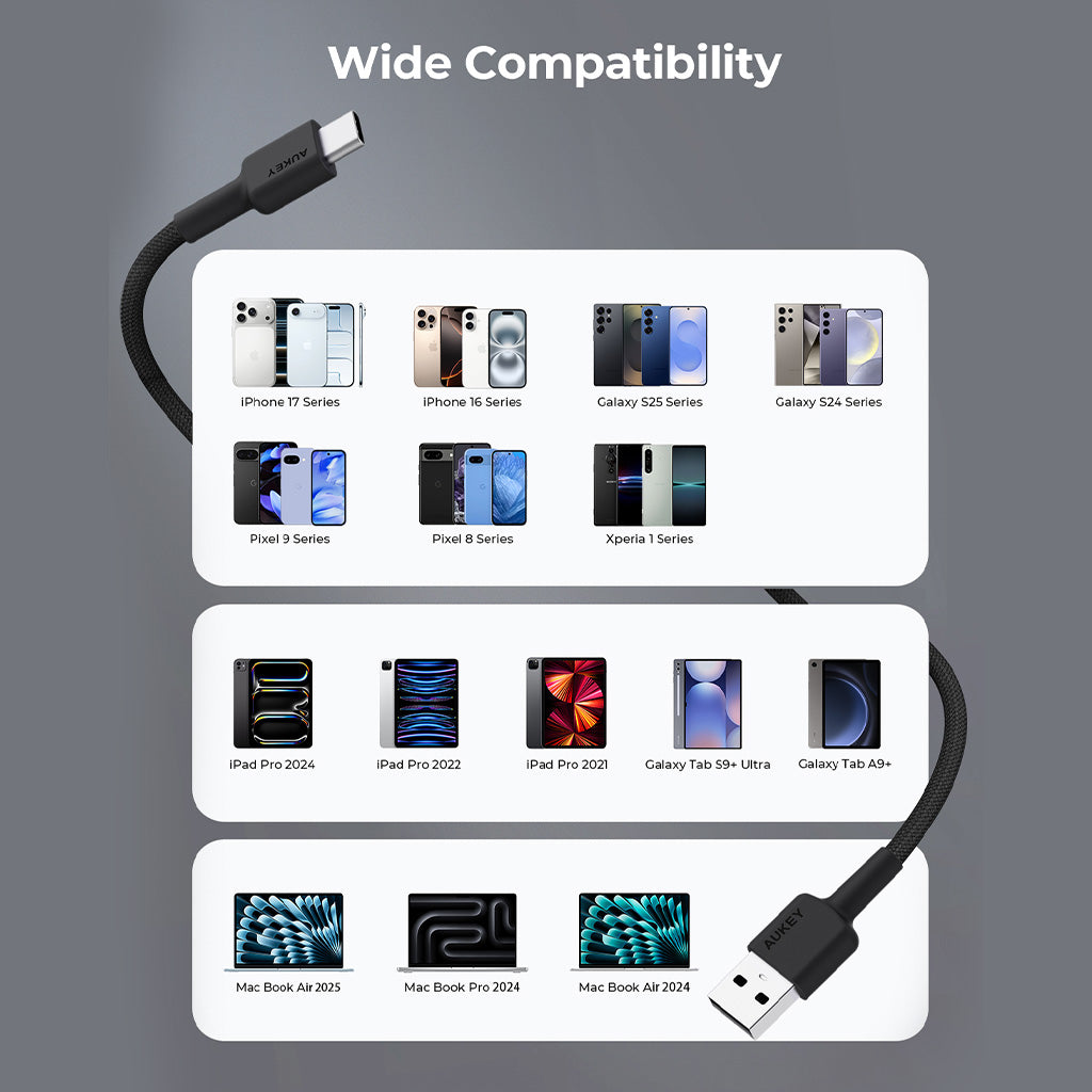 CB-DAC05 Impulse DTY Braided AC USB-A to USB-C Cable 0.9m