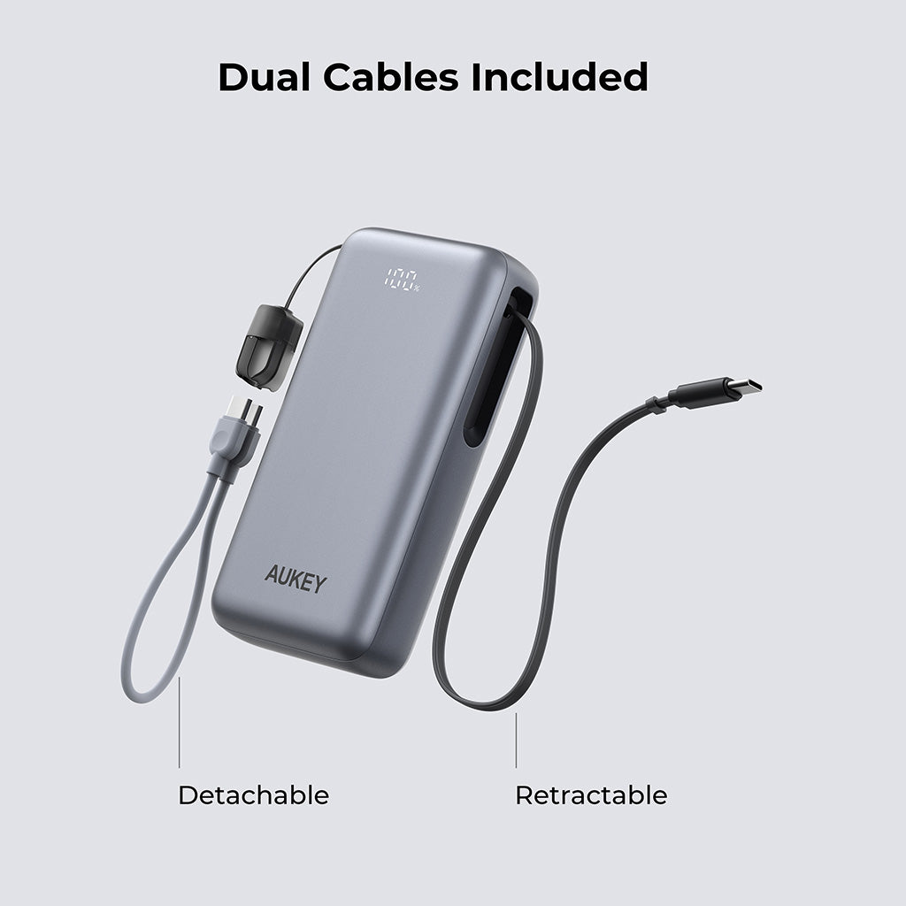 PB-Y94 Swivel Det PD 65W 20k mAh Fast Charging Power Bank with Detachable Cable - CCC Certification