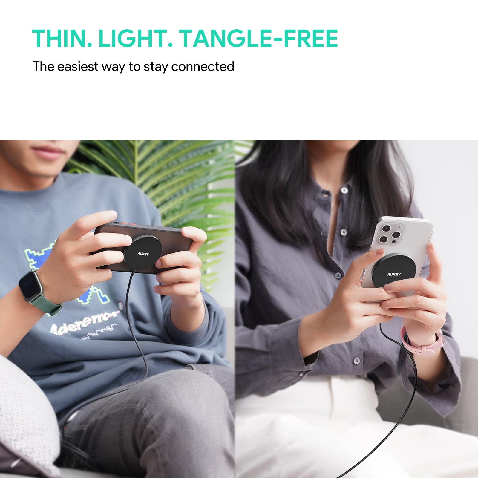 LC-A1S Snap On 15W Magsafe Qi-Compatible Fast Wireless Charging Cable