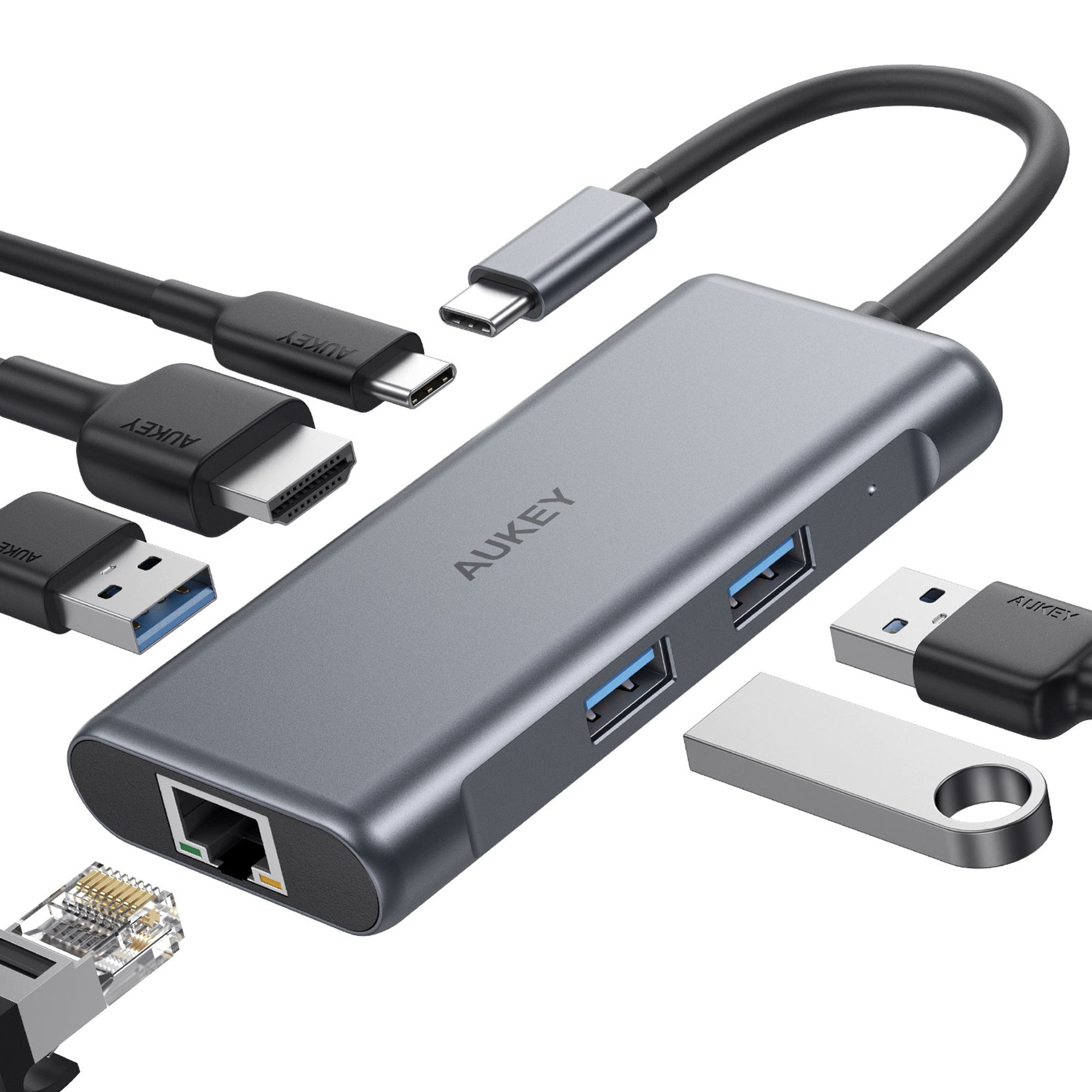 CB-C75 6-In-1 100W USB C Hubs With HDMI USB3.0 Ethernet