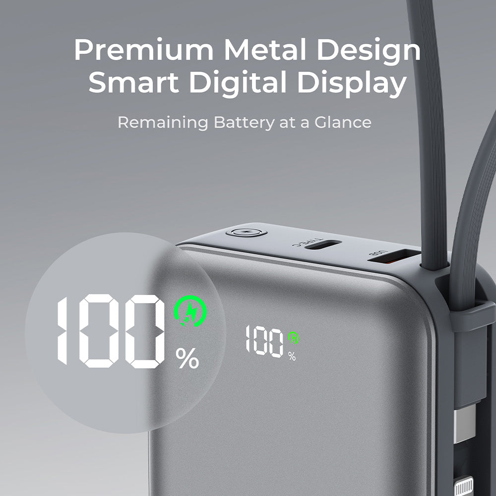 PB-Y92L 20K mAh 35W Swivel Mini L Power Bank with USB C and Lightning Cable - CCC Certification