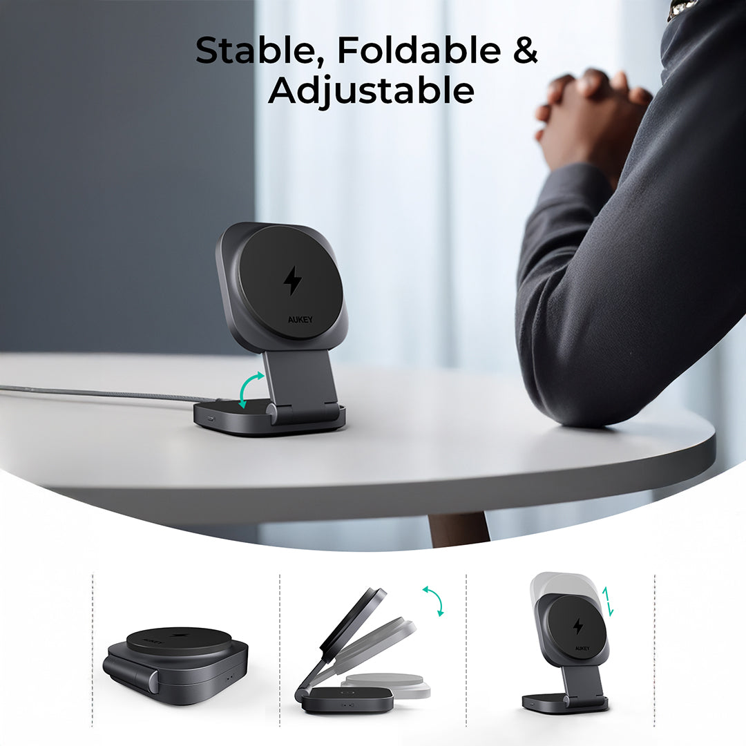 LC-MC211 MagFusion L Qi2 2-in-1 Foldable Magnetic Fast Wireless Charging Station