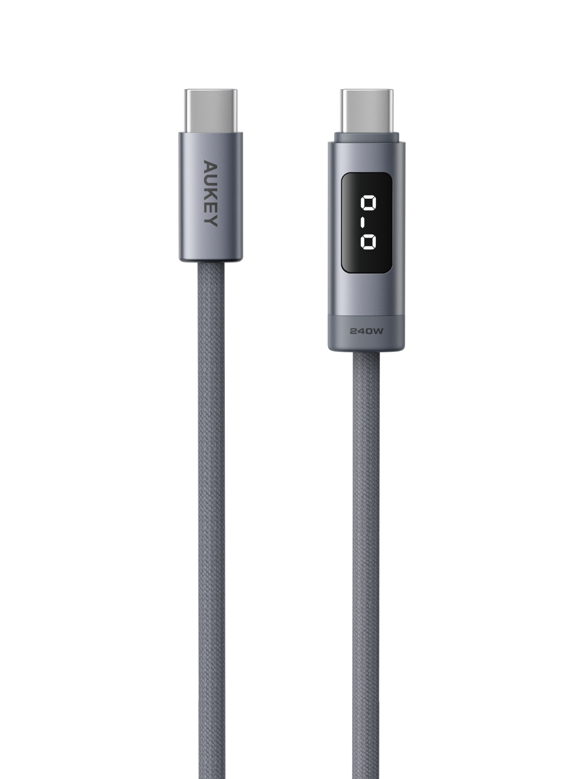Aukey CB-DCC245 / CB-DCC246 Circlet Bink 240W EMO 1m / 2m DTY Braided USB-C to USB-C Cable w/ LED Display