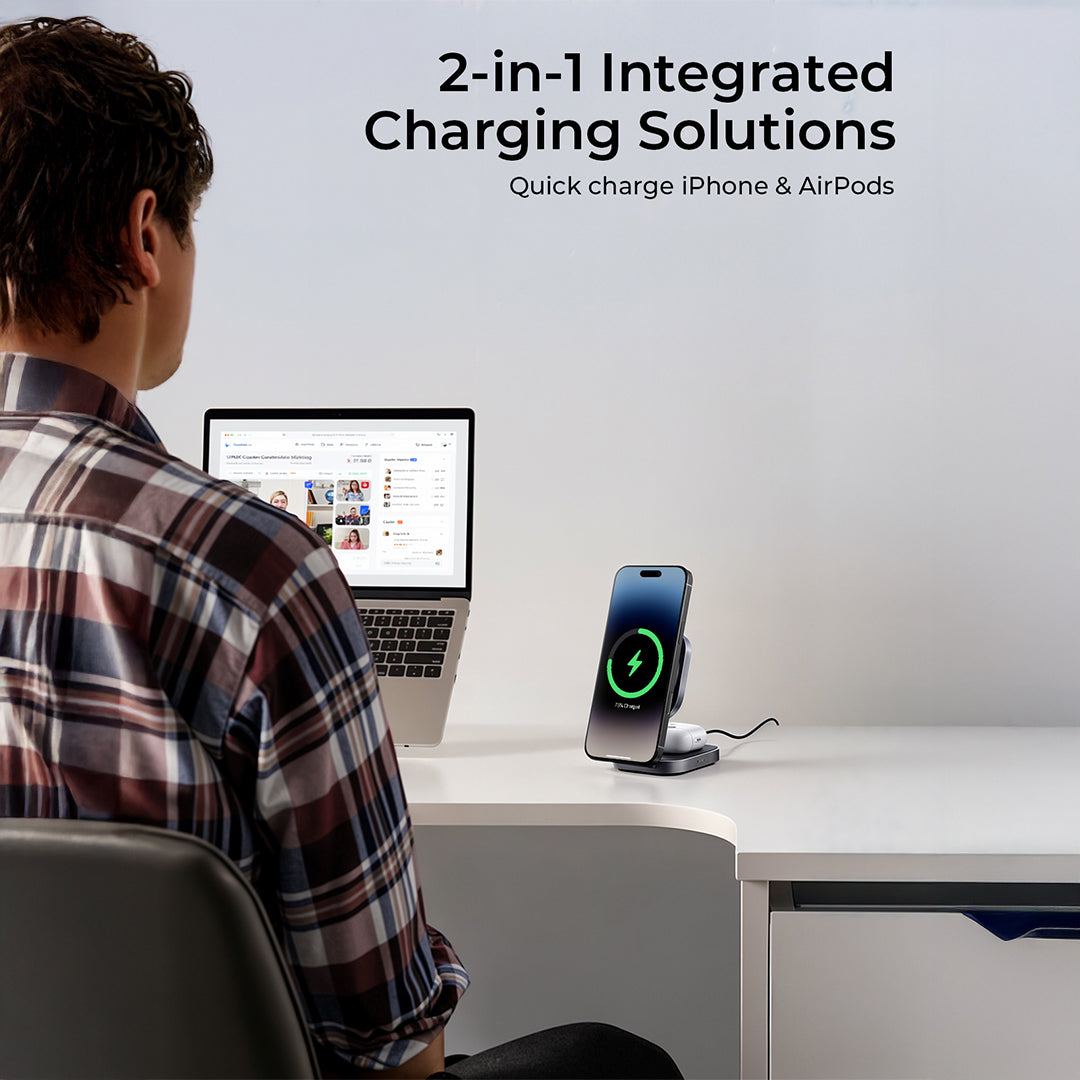 LC-MC211 MagFusion L Qi2 2-in-1 Foldable Magnetic Fast Wireless Charging Station