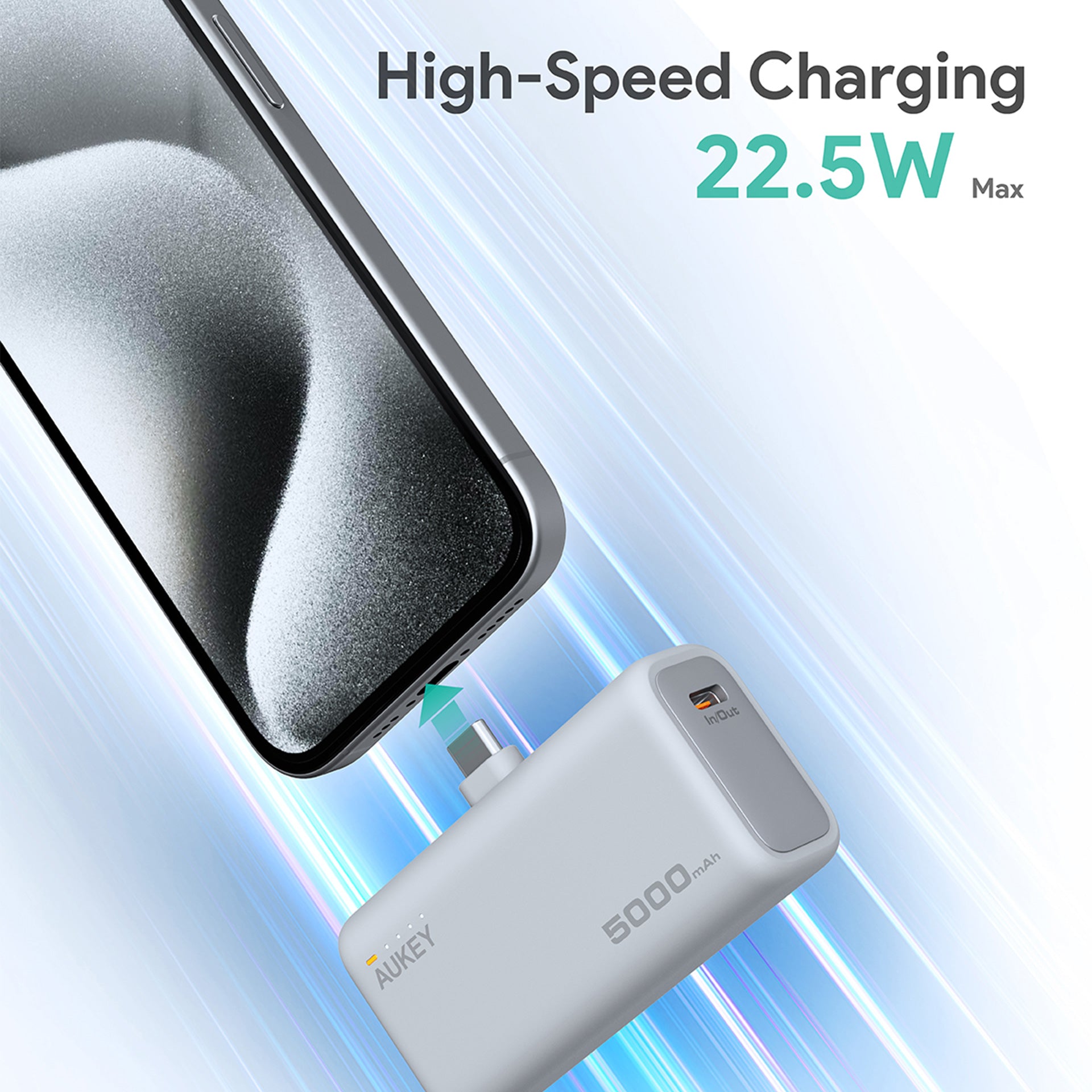 PB-Y59 Spark Mini 22.5W 5000mAh PD Power Bank With Built-in USB C Port