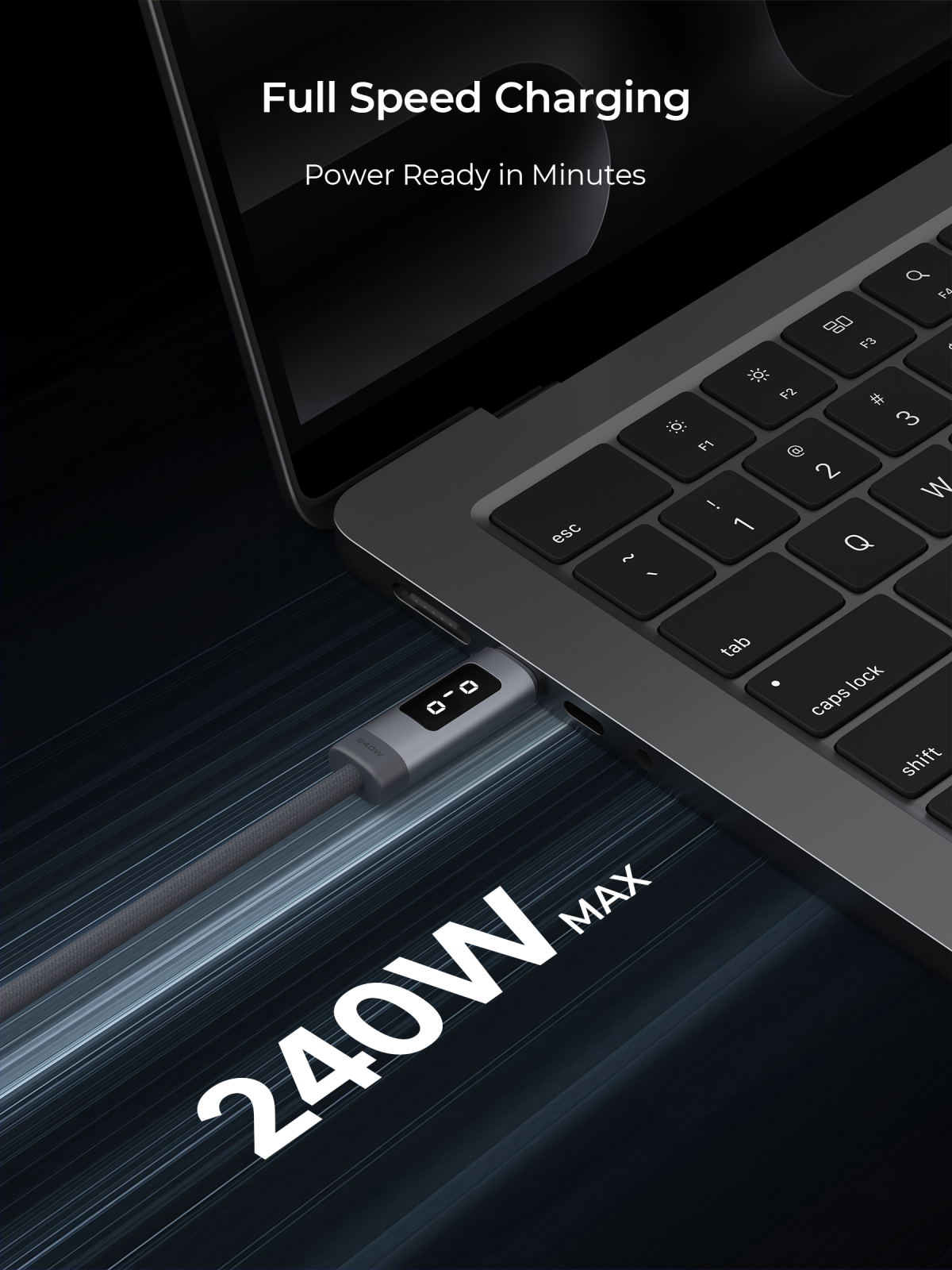 Aukey CB-DCC245 / CB-DCC246 Circlet Bink 240W EMO 1m / 2m DTY Braided USB-C to USB-C Cable w/ LED Display