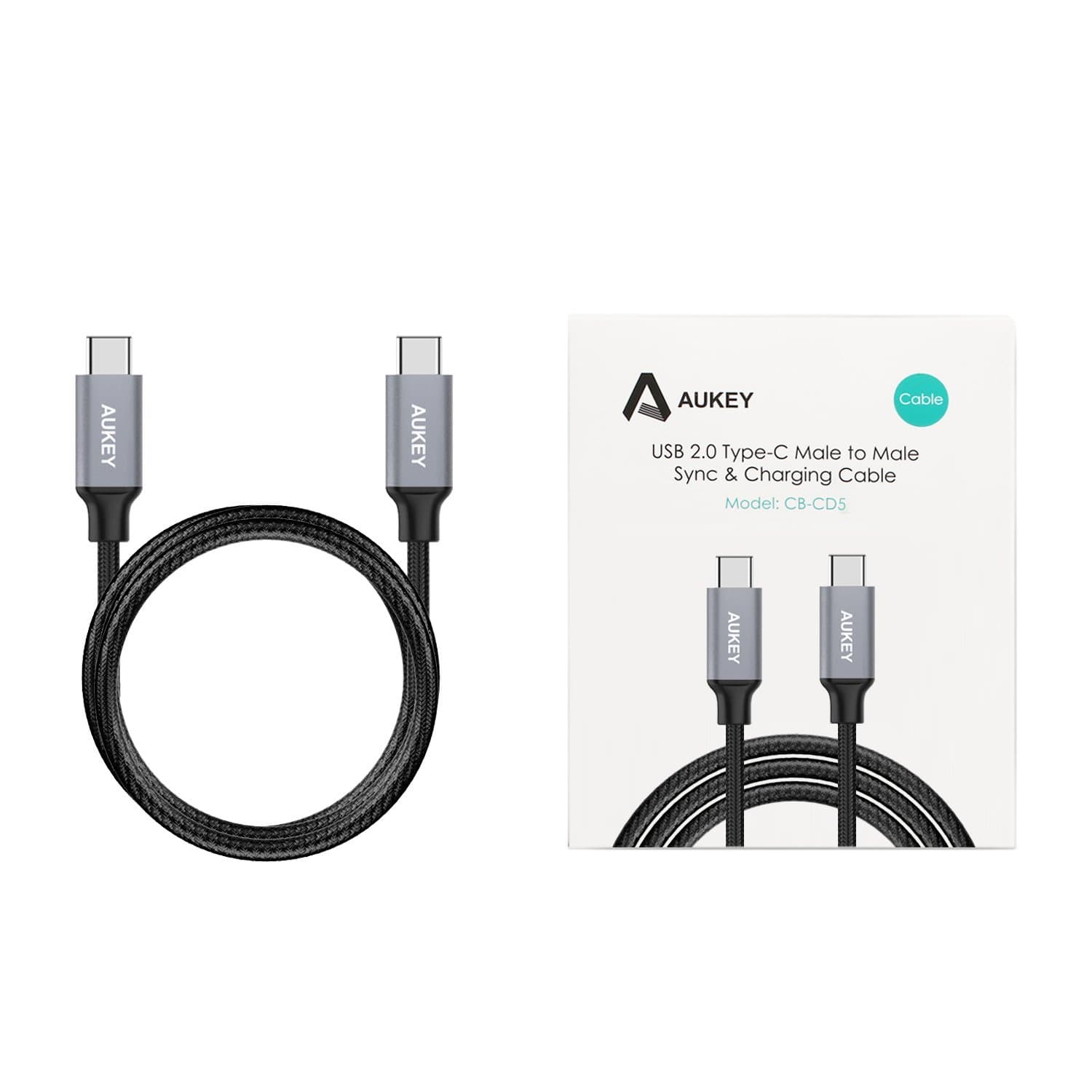 AUKEY CB-CD5 1M USB C To USB C Quick Charge 3.0 Durable Braided Nylon Cable - Aukey Malaysia Official Store