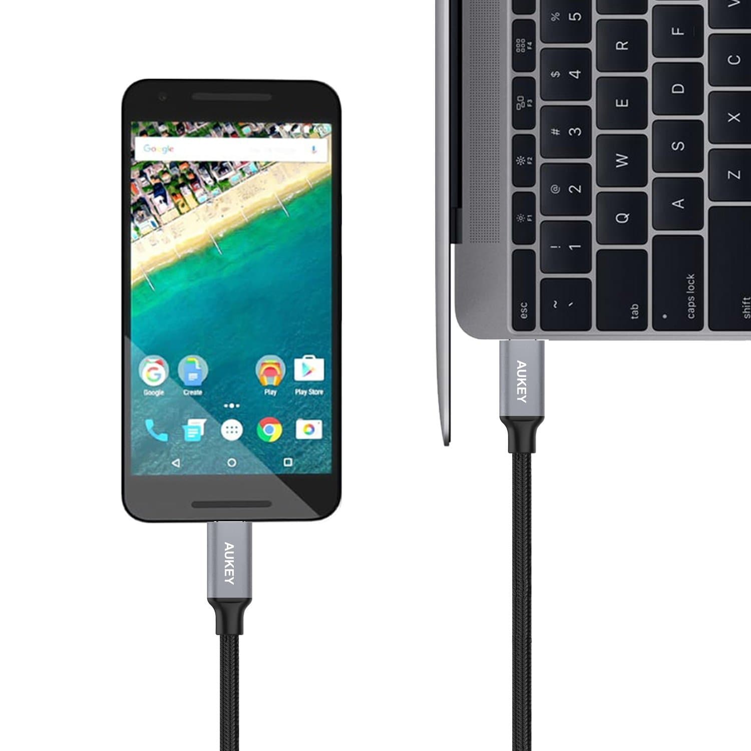 AUKEY CB-CD6 2M USB C To USB C Quick Charge 3.0 Durable Braided Nylon Cable - Aukey Malaysia Official Store