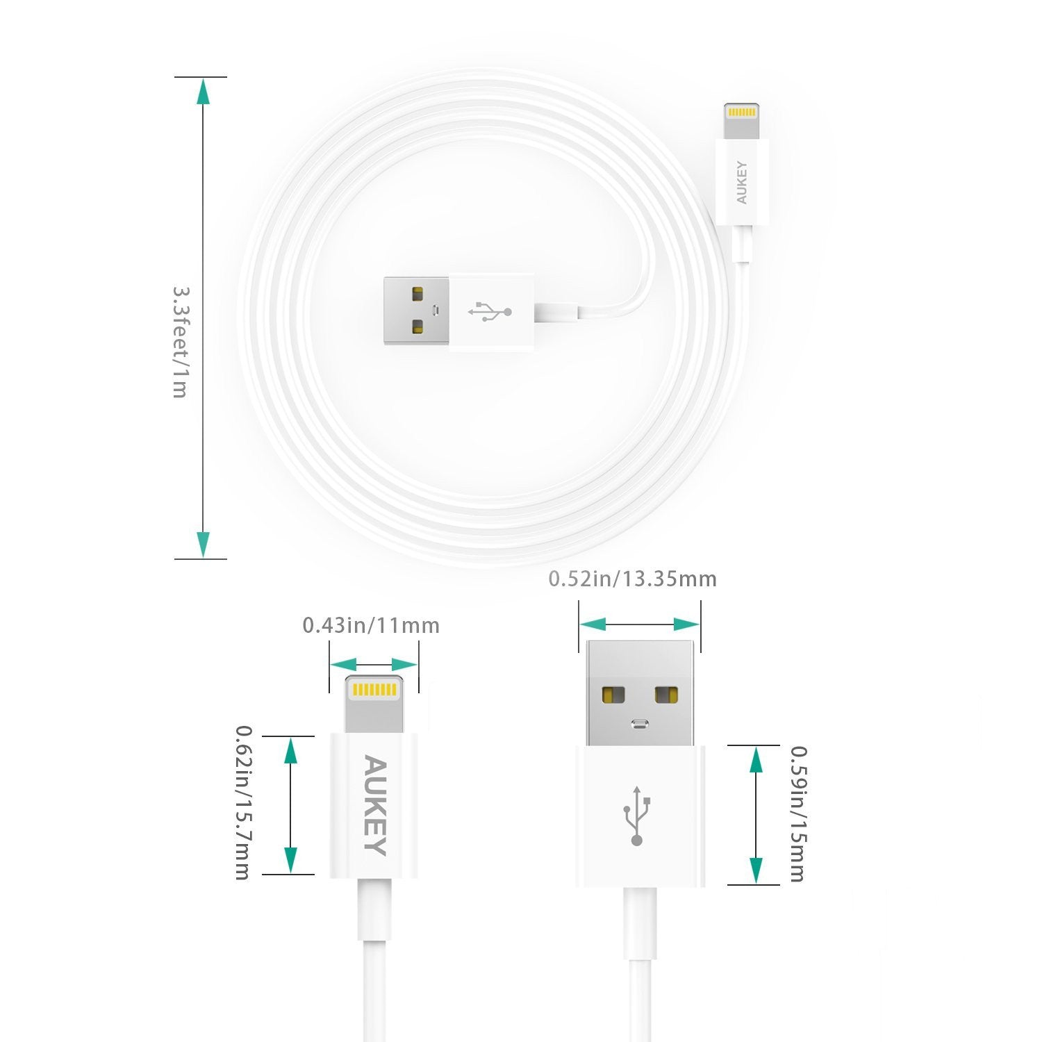 AUKEY CB-D20 MFi Apple Lightning Charge & SYNC Cable - 1 Meter - Aukey Malaysia Official Store