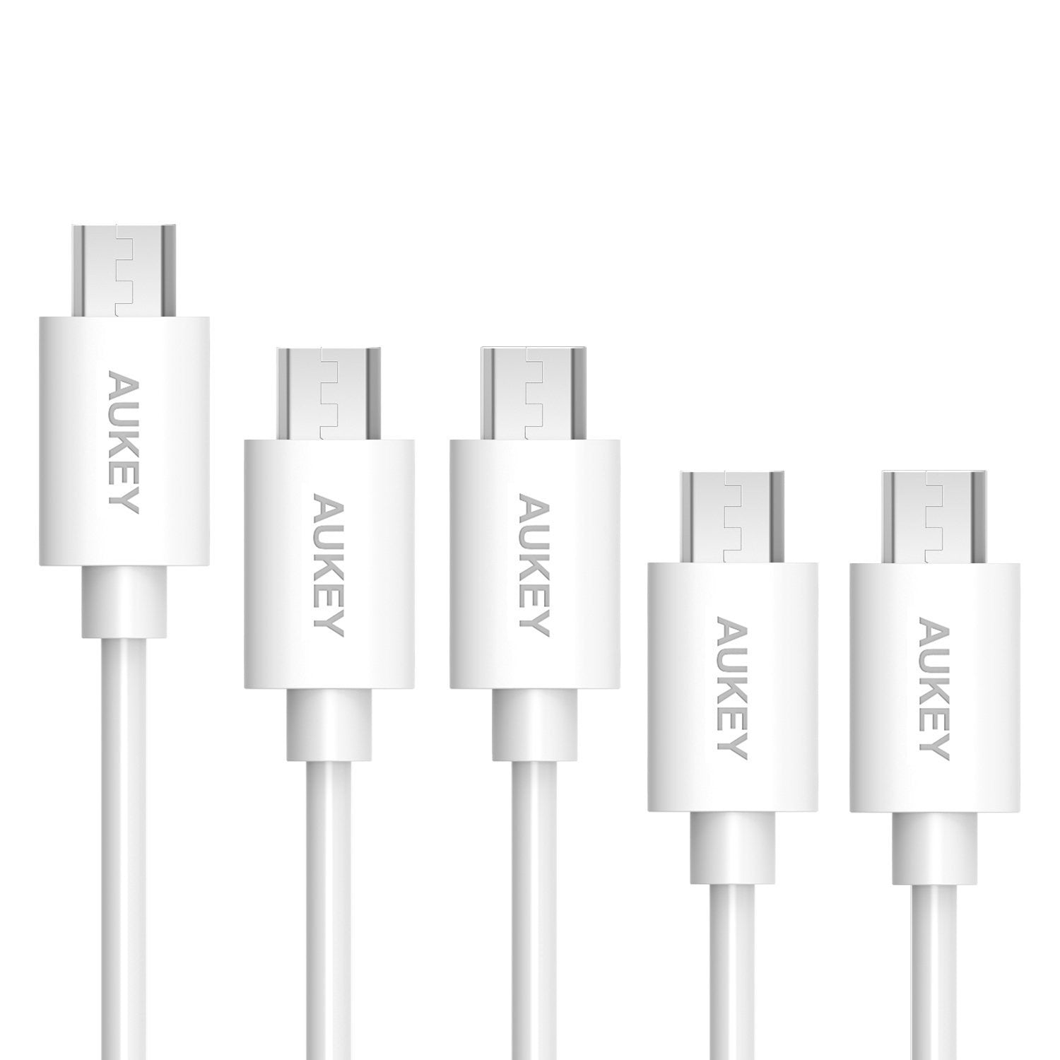 AUKEY CB-D5 Qualcomm Quick Charge 2.0 3.0 Micro USB 2.0 Cable (3 X 1 M 1X 2M 1 X 0.3m) 5 Pack - Aukey Malaysia Official Store