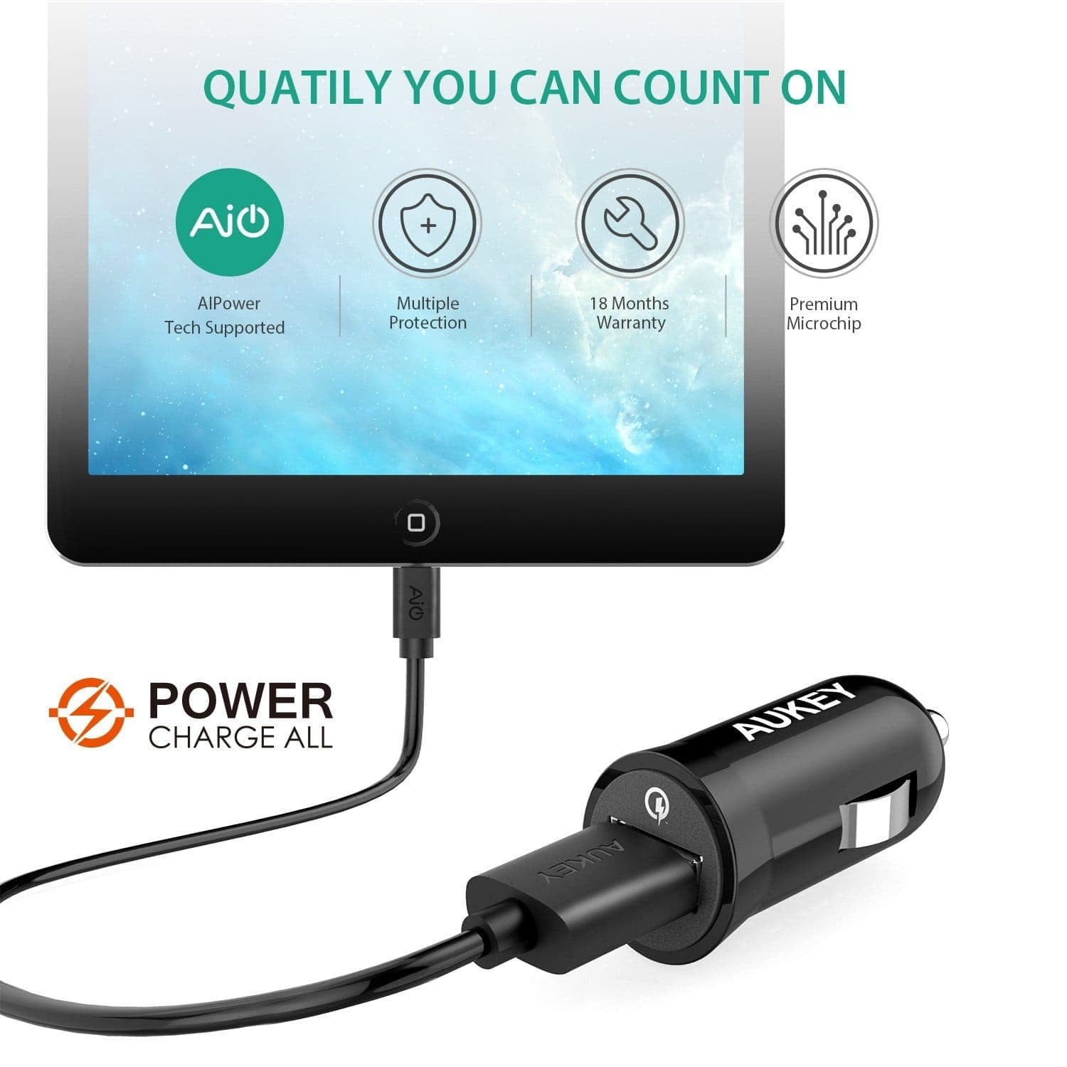 AUKEY CC-T5 18W Qualcomm Quick Charge 2.0 Car Charger - Aukey Malaysia Official Store