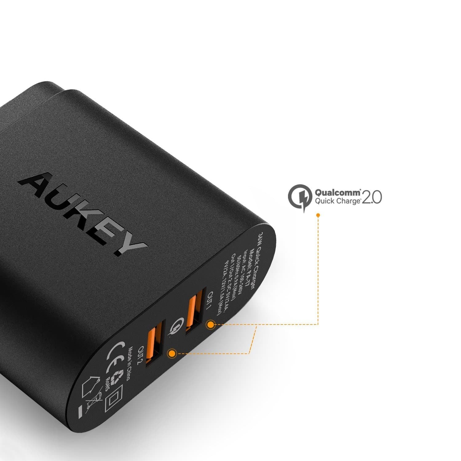 AUKEY PA-T7 36W Dual Qualcomm Quick Charge 2.0 Charger - Aukey Malaysia Official Store