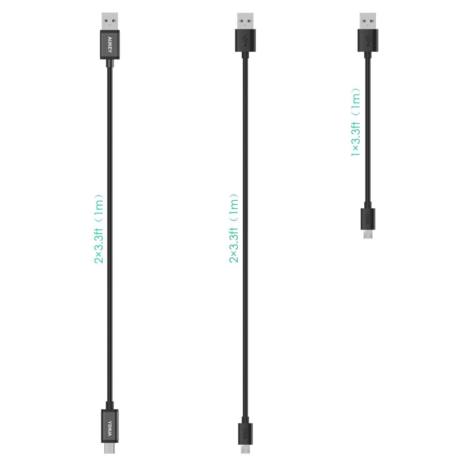 AUKEY CB-TD2 USB C + Micro USB Qualcomm Quick Charge Cable (5 pack) - Aukey Malaysia Official Store