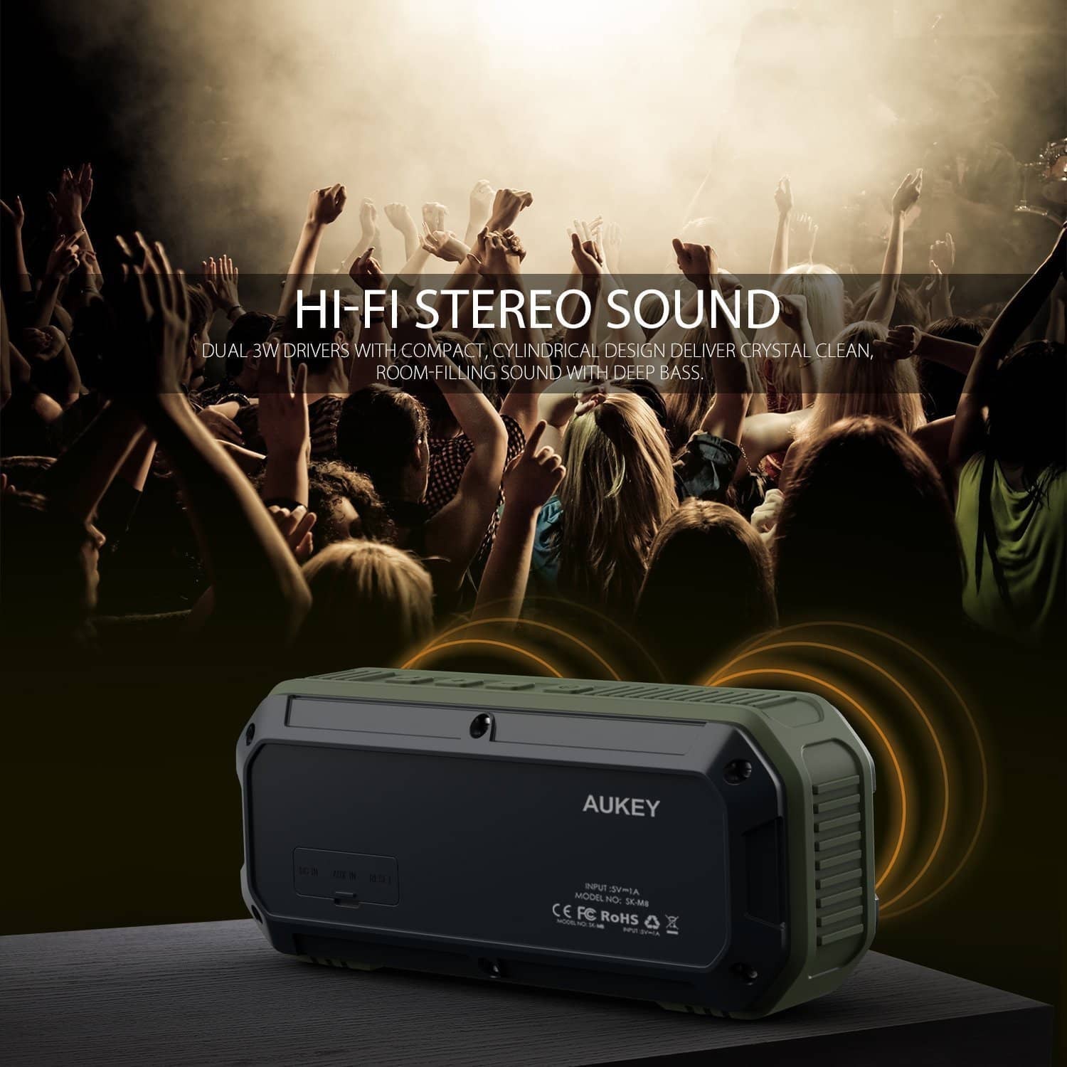 AUKEY SK-M8 IP64 Outdoor Waterproof Wireless bluetooth speaker - Aukey Malaysia Official Store