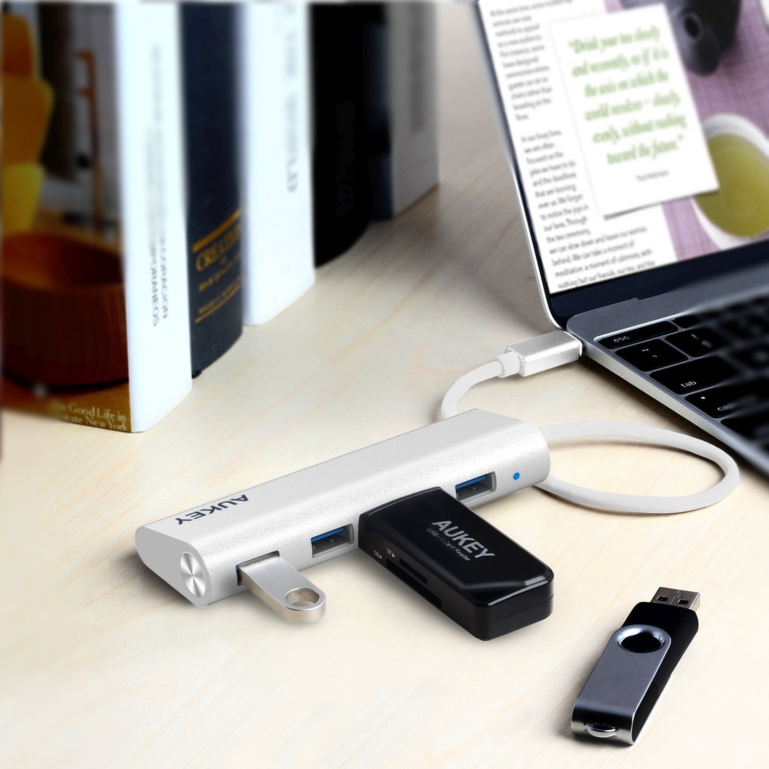 AUKEY CB-C12 - Type C Hub 4 Ports USB 3.0 Aluminum USB C Hub - Aukey Malaysia Official Store