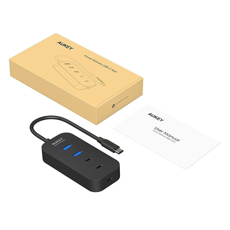 AUKEY CB-C48 USB C HUB Adapter ( 2 Port USB 3.0 + 2 Port USB C + 1 Port USB C with PD) - Aukey Malaysia Official Store