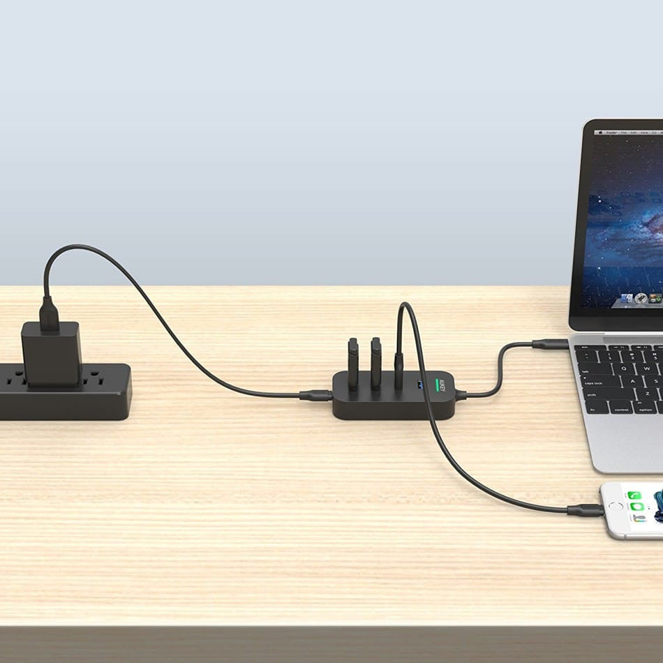 AUKEY CB-C48 USB C HUB Adapter ( 2 Port USB 3.0 + 2 Port USB C + 1 Port USB C with PD) - Aukey Malaysia Official Store