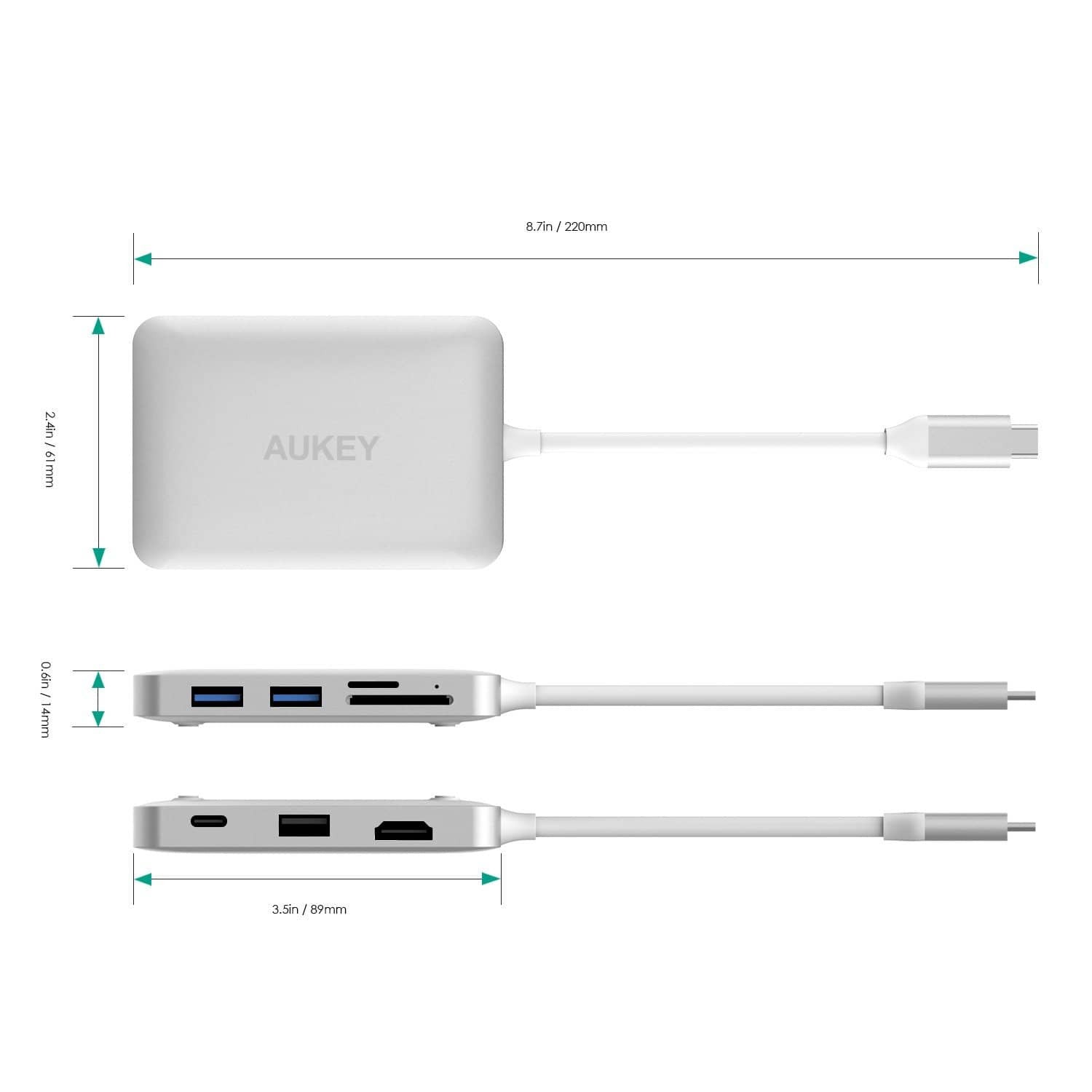 AUKEY CB-C49 USB-C Hub Adapter with HDMI, SD microSD Reader Dual USB 3.0 Ports & USB-C Power Delivery - Aukey Malaysia Official Store