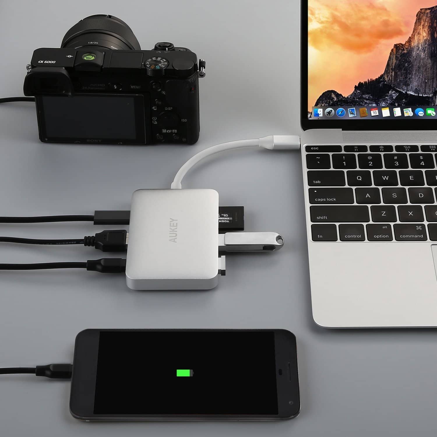 AUKEY CB-C49 USB-C Hub Adapter with HDMI, SD microSD Reader Dual USB 3.0 Ports & USB-C Power Delivery - Aukey Malaysia Official Store