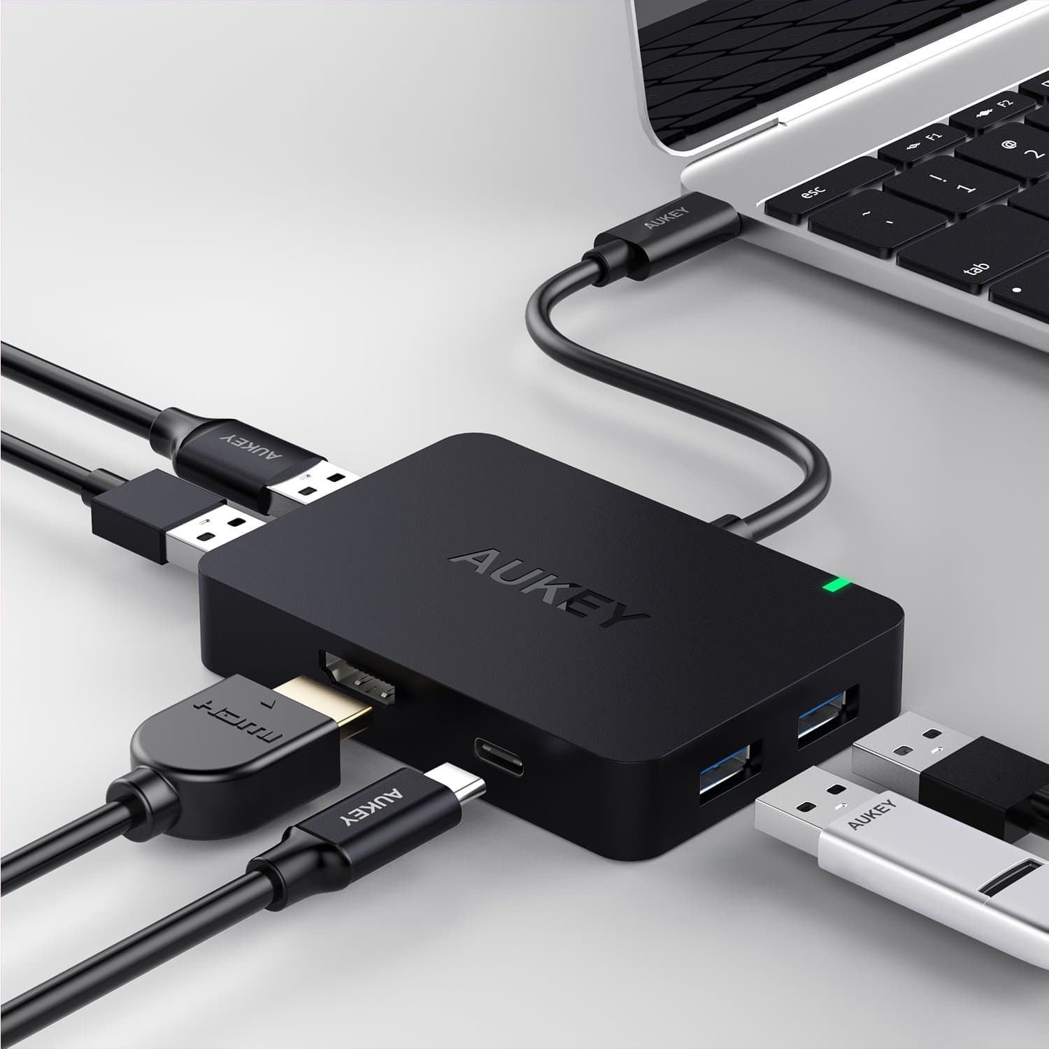 AUKEY CB-C58 USB-C To 4-Port USB 3.0 Hub With 4K HDMI Port & USB-C Charging Port - Aukey Malaysia Official Store