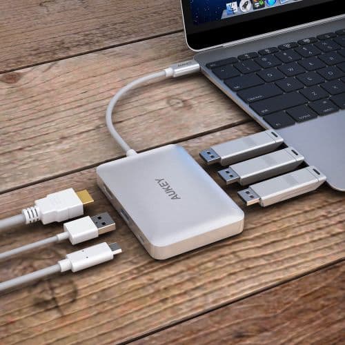 AUKEY CB-C60 6 In 1 USB Type C Hub USB 3.0 , HDMI Port 4K and 60W USB C PD Port - Aukey Malaysia Official Store