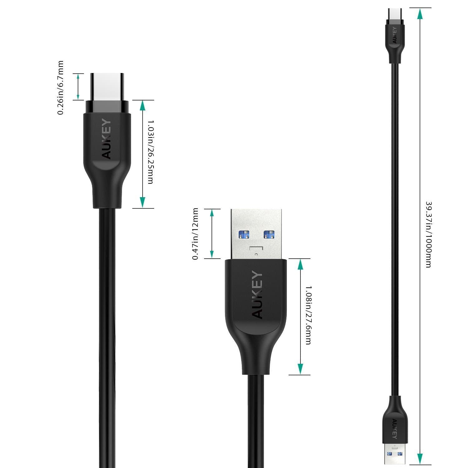 AUKEY CB-CD4 1M USB C Cable Type-C to USB 3.0 Cable - Aukey Malaysia Official Store