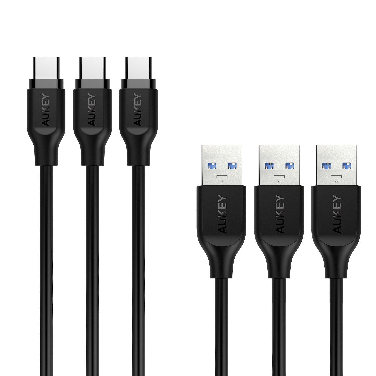 AUKEY CB-CMD3 USB C Cable Type-C to USB 3.0 Cable 1m X 3 (3-Pack) - Black - Aukey Malaysia Official Store