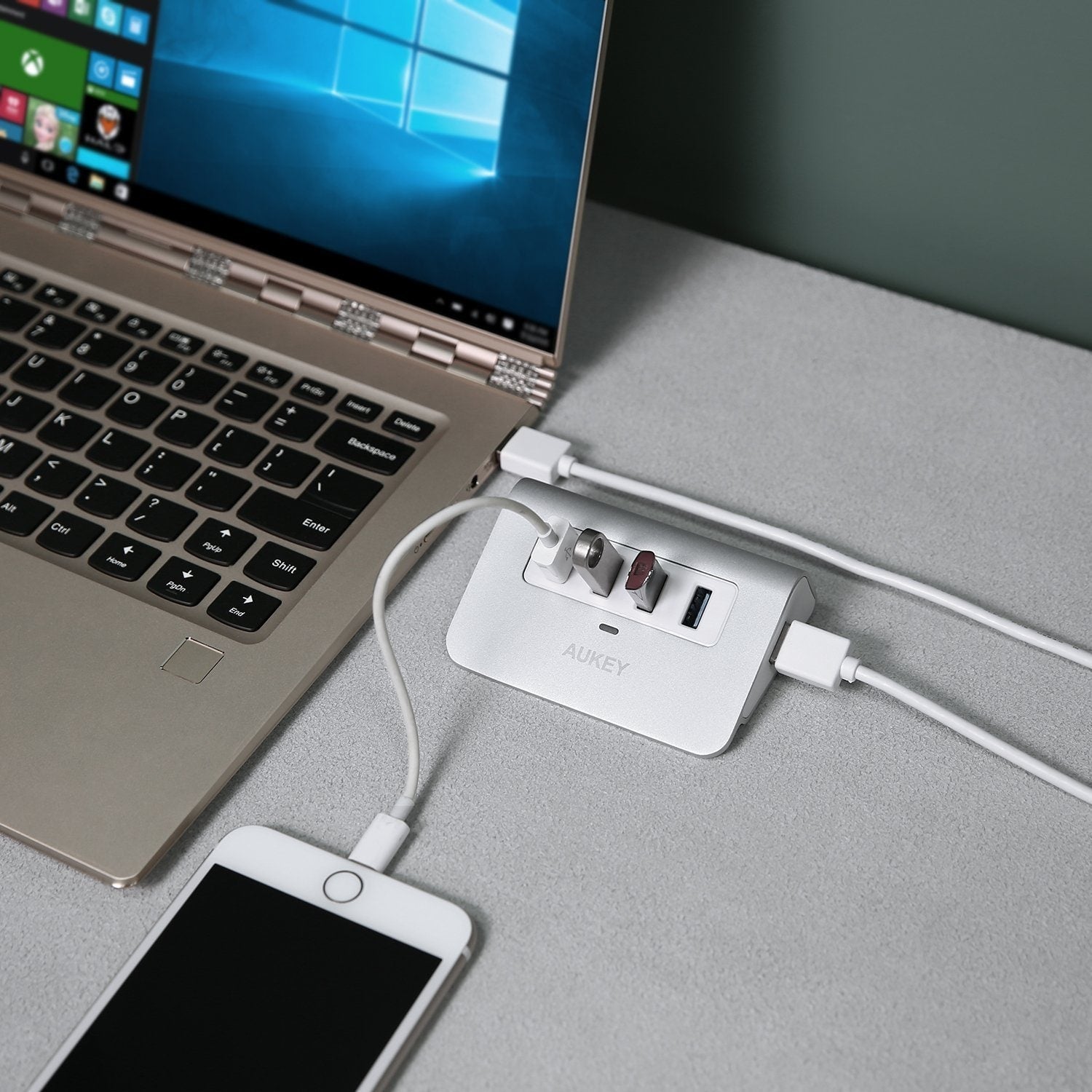 AUKEY CB-H5 Aluminum 4 Port USB 3.0 Hub - Aukey Malaysia Official Store