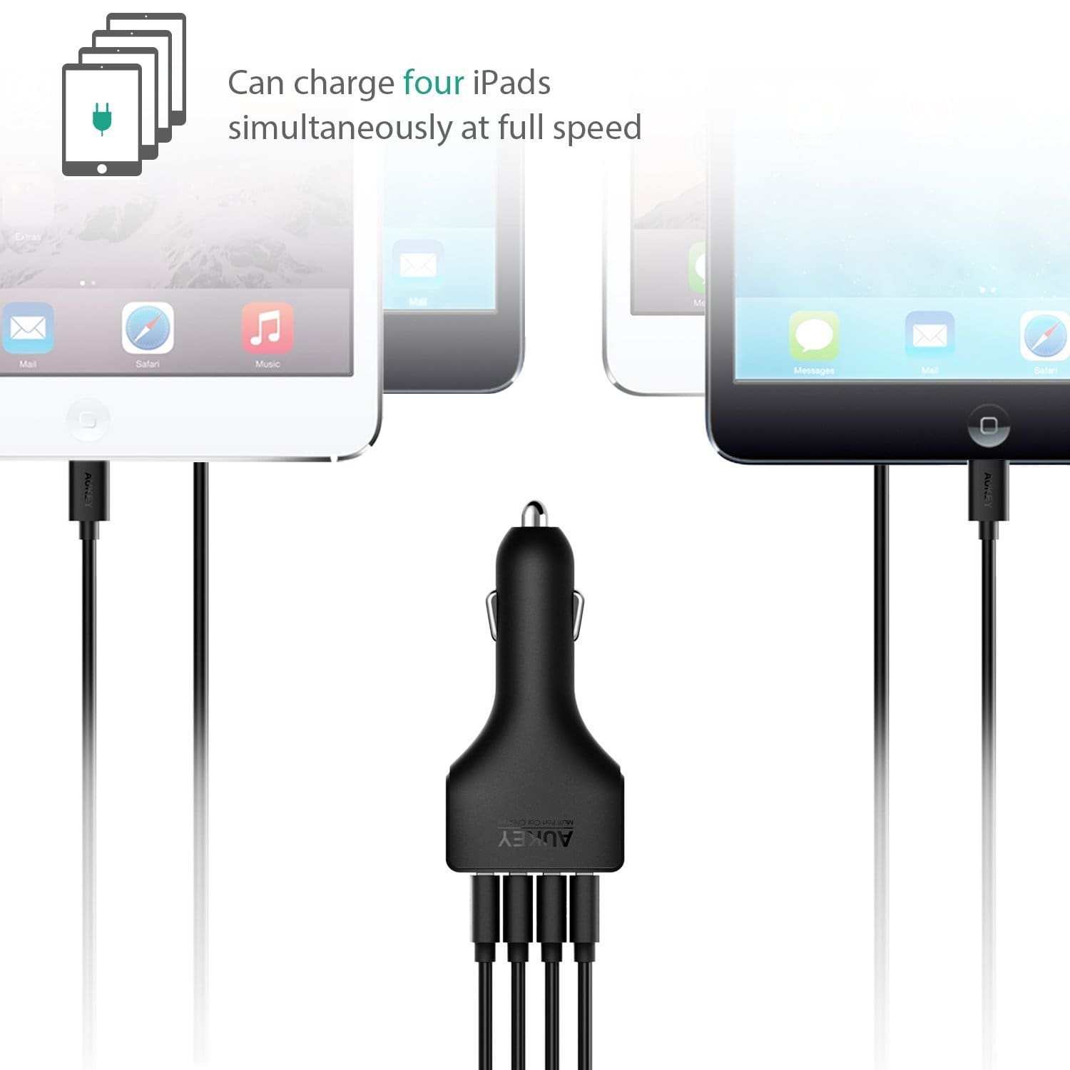 AUKEY CC-01 9.6A 48W 4-Port USB Car Charger with AiPower Adaptive Charging - Aukey Malaysia Official Store