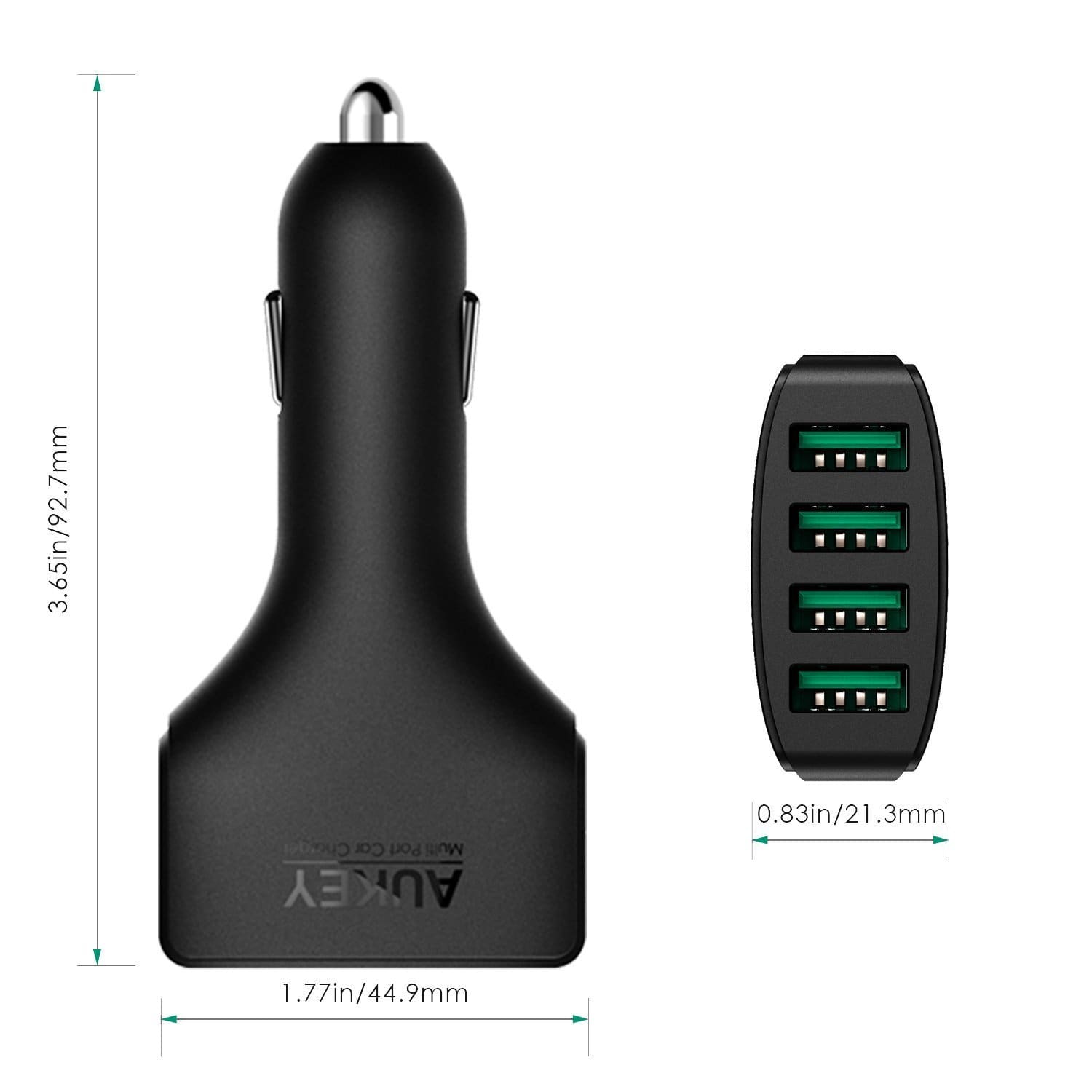 AUKEY CC-01 9.6A 48W 4-Port USB Car Charger with AiPower Adaptive Charging - Aukey Malaysia Official Store