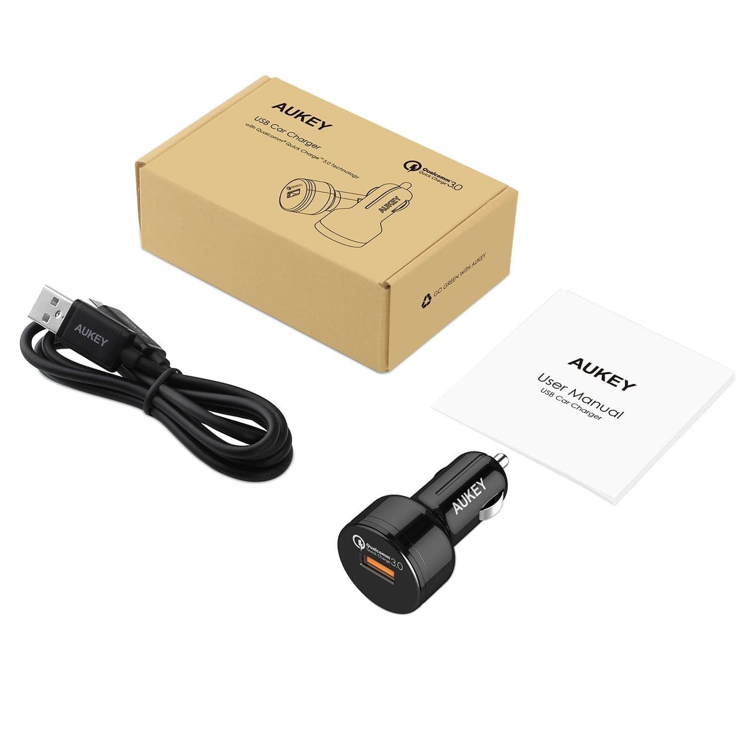 AUKEY CC-T12 24W Single Port Qualcomm Quick Charge 3.0 Car Charger - Aukey Malaysia Official Store