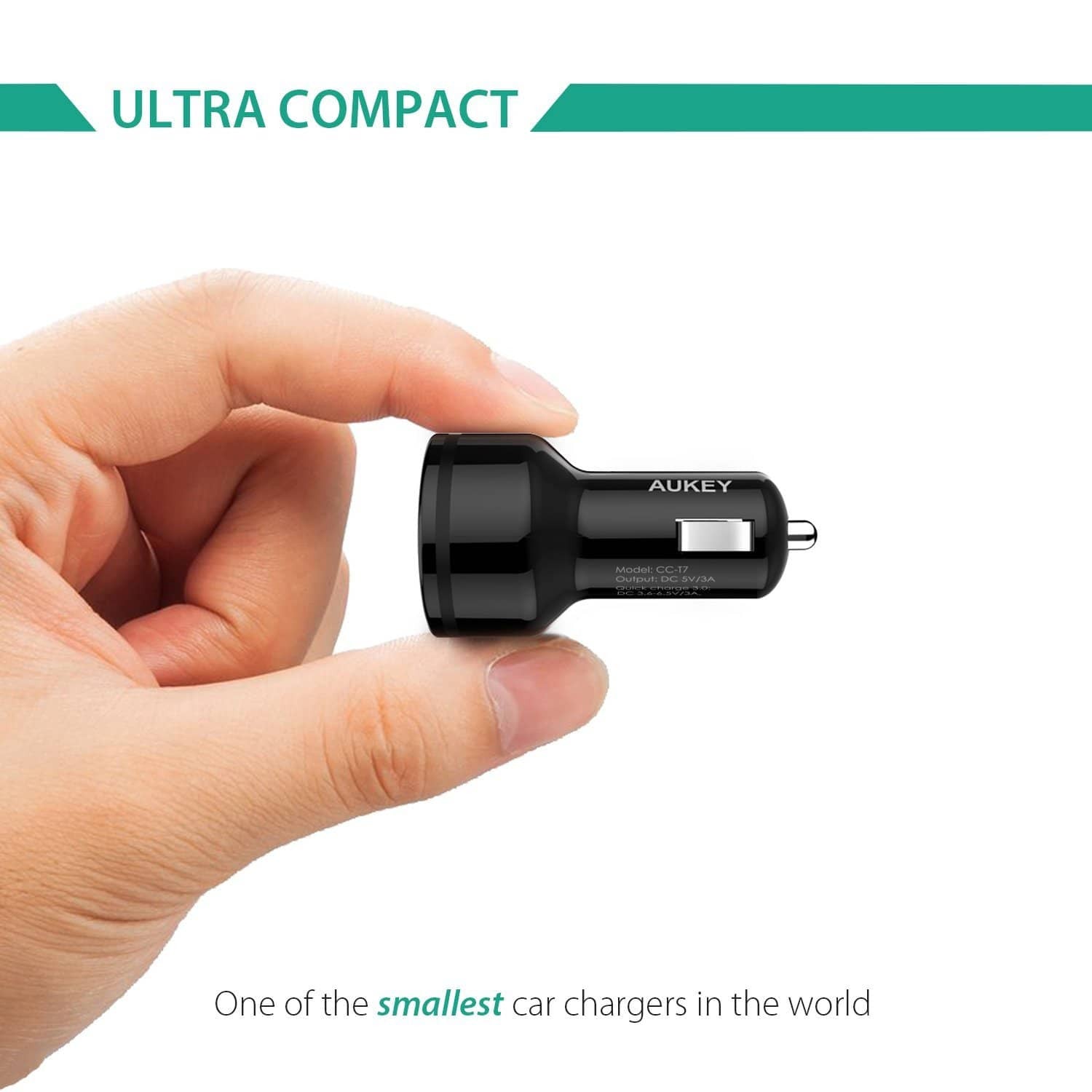 AUKEY CC-T7 36W Qualcomm Quick Charge 3.0 Dual USB Car Charger - Aukey Malaysia Official Store