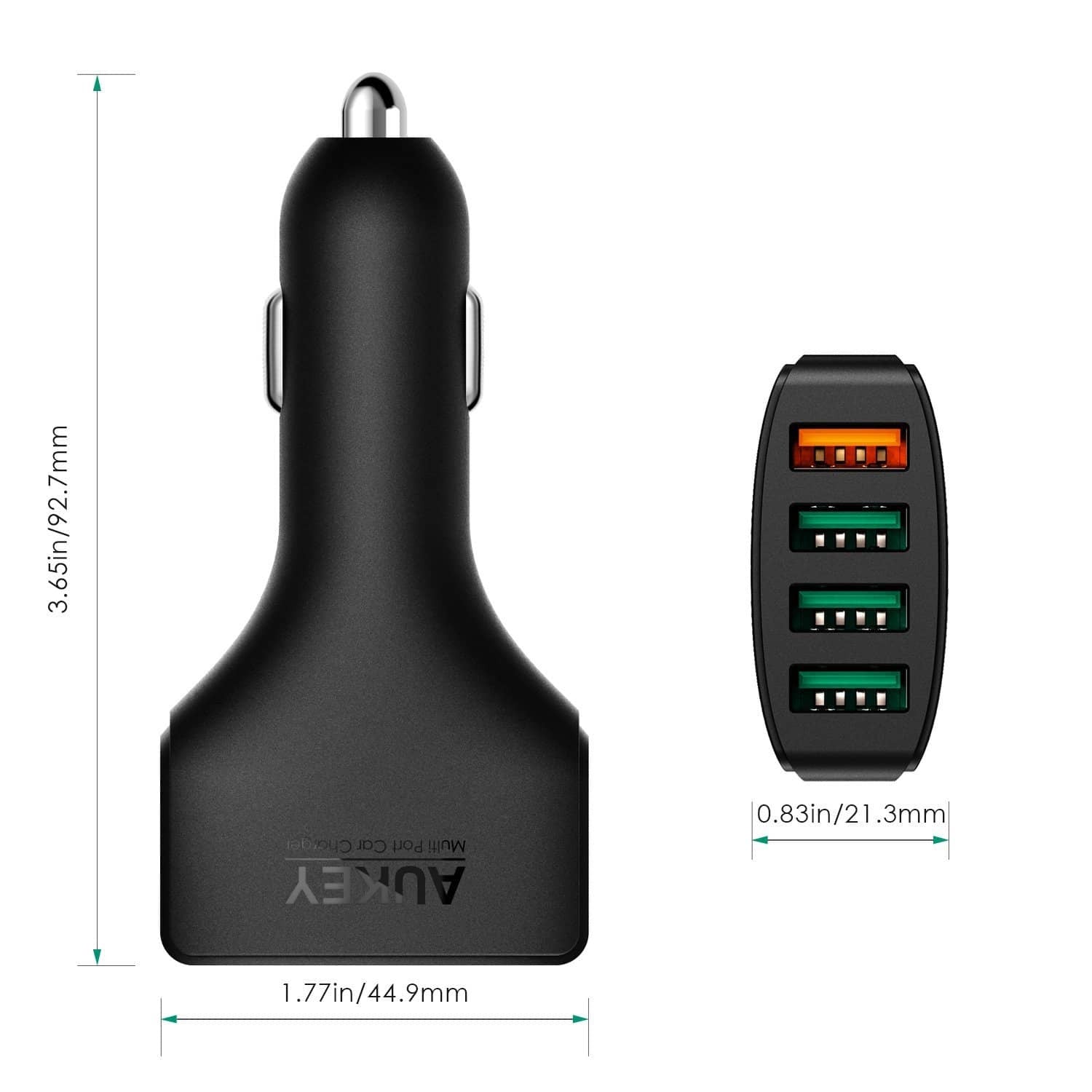 AUKEY CC-T9 55.5W Qualcomm Quick Charge 3.0 4 Ports USB Car Charger - Aukey Malaysia Official Store