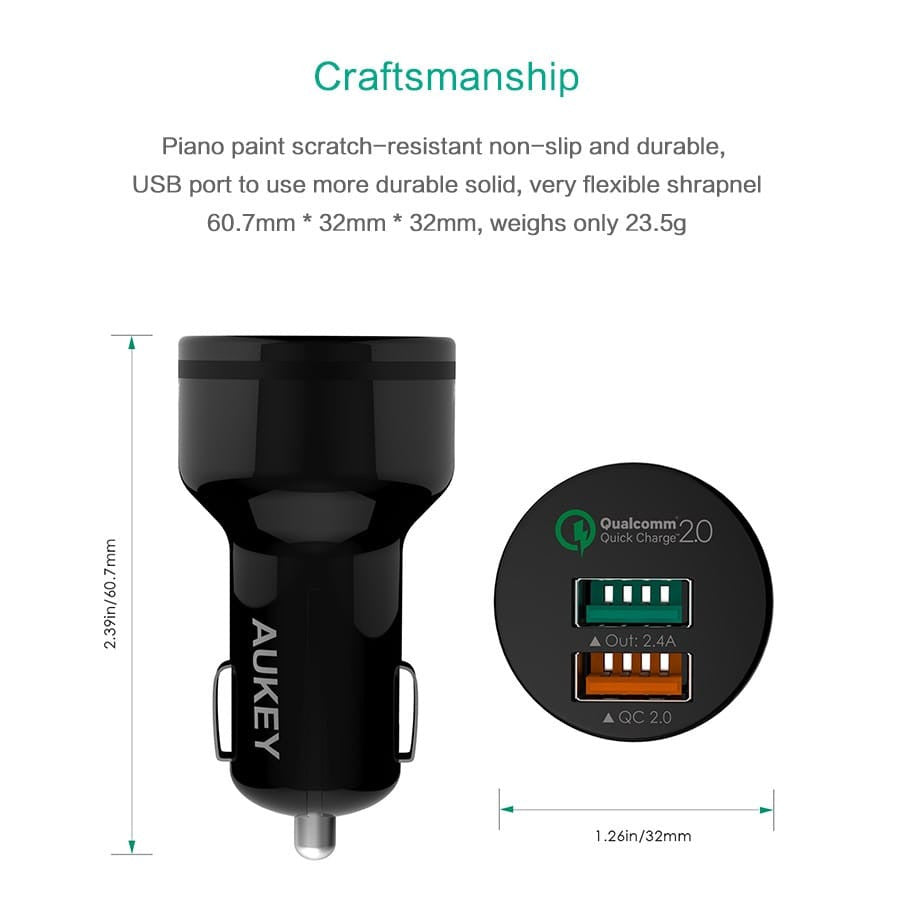 AUKEY CC-Y5 Qualcomm Quick Charge 2.0 Car Charger - Aukey Malaysia Official Store