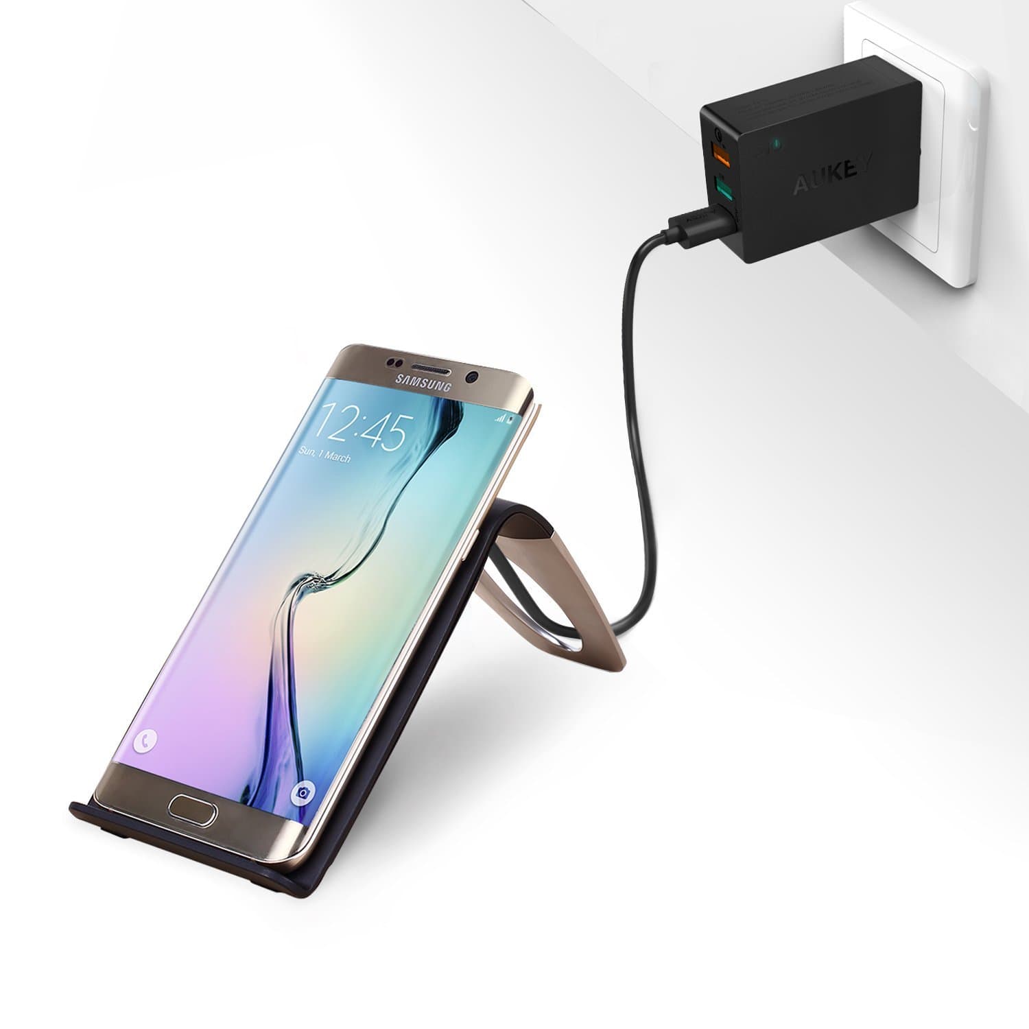 AUKEY LC-C1 Qi Wireless Charging Stand With Three Coils - Aukey Malaysia Official Store