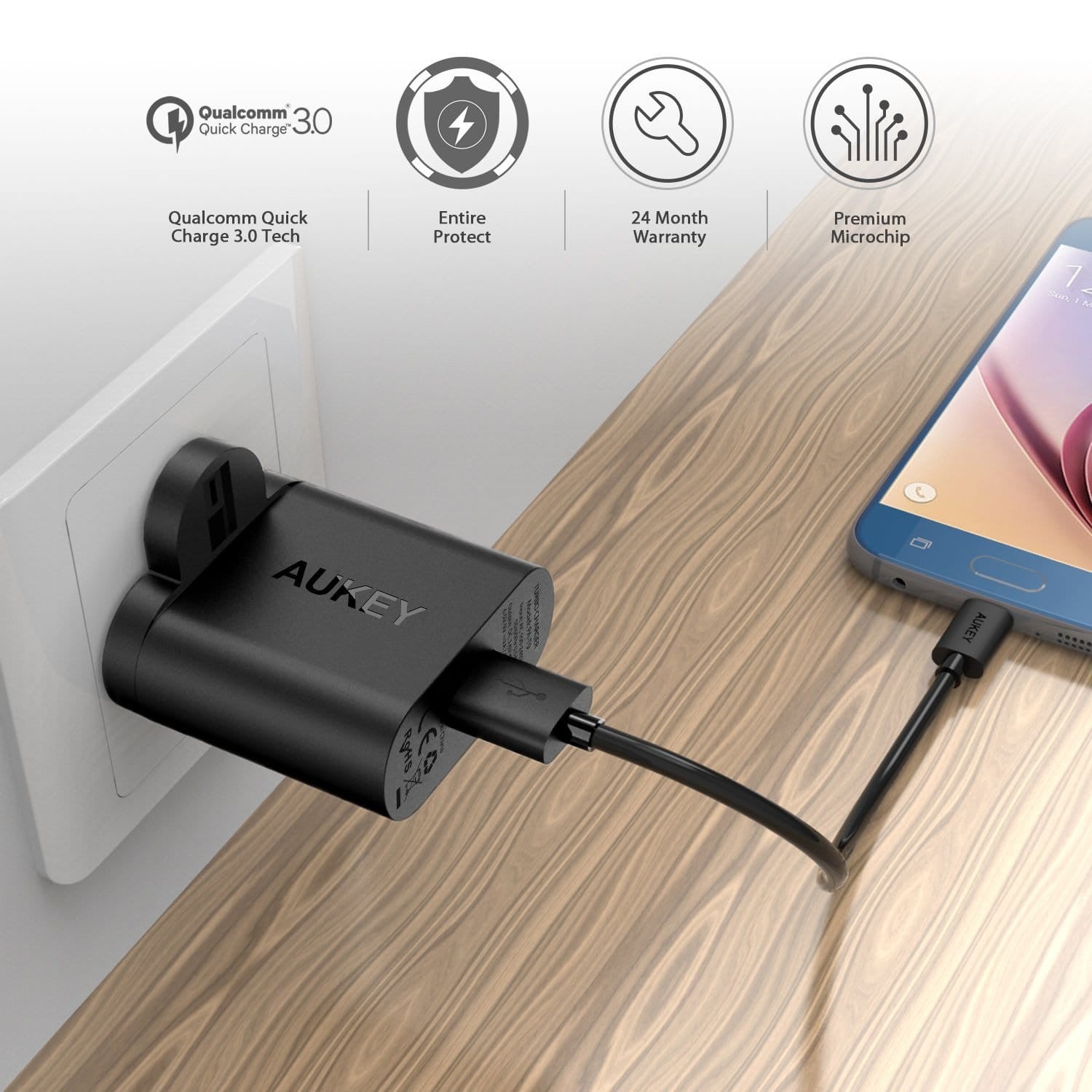 AUKEY PA-T9 19.5W Qualcomm Quick Charge 3.0 USB Travel Wall Charger - Aukey Malaysia Official Store