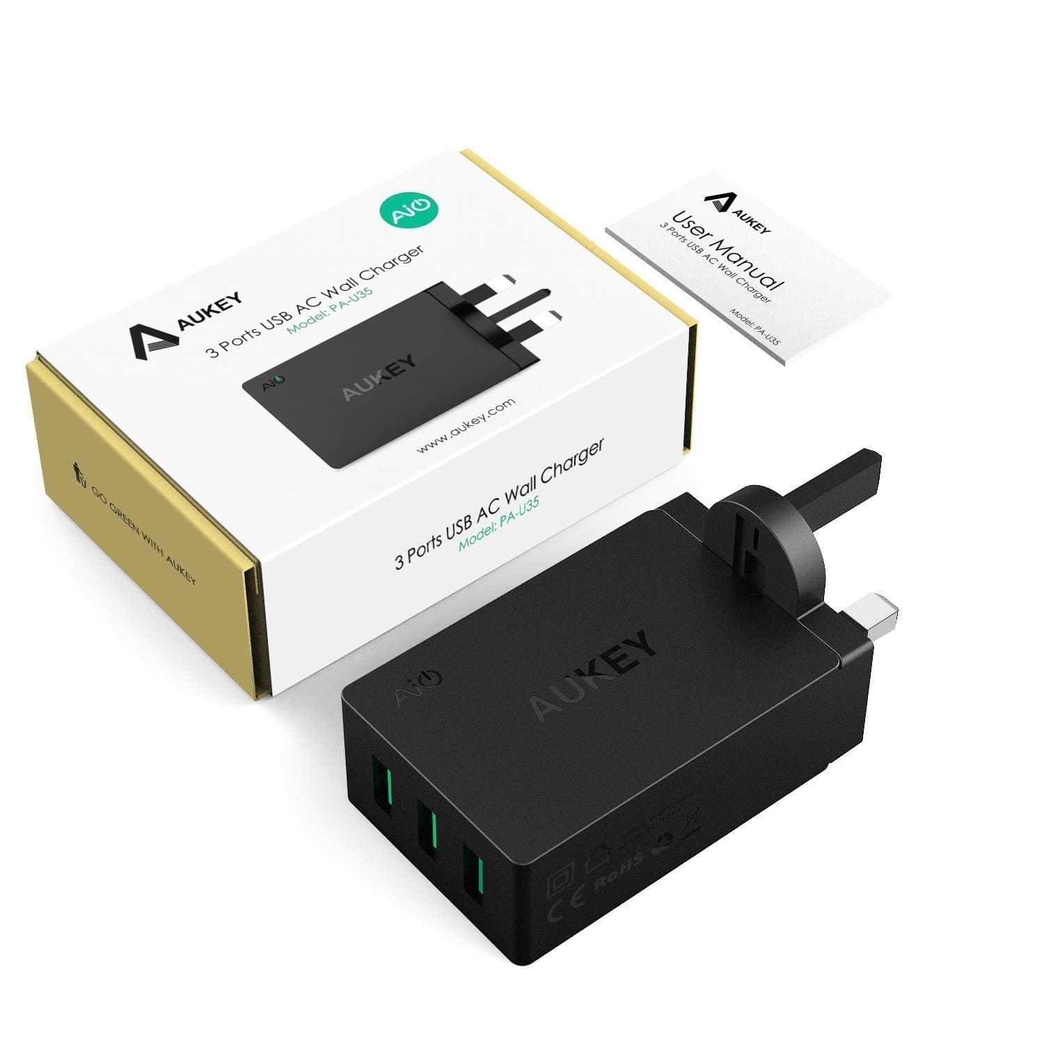 AUKEY PA-U35 30W 6A 3 USB Port AiPower Travel Charger - Aukey Malaysia Official Store