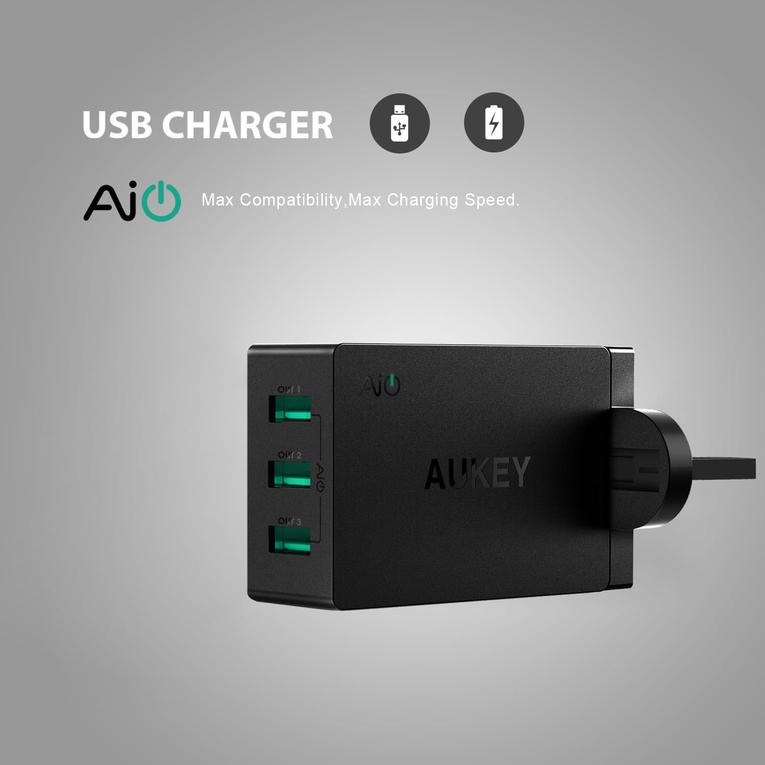 AUKEY PA-U35 30W 6A 3 USB Port AiPower Travel Charger - Aukey Malaysia Official Store