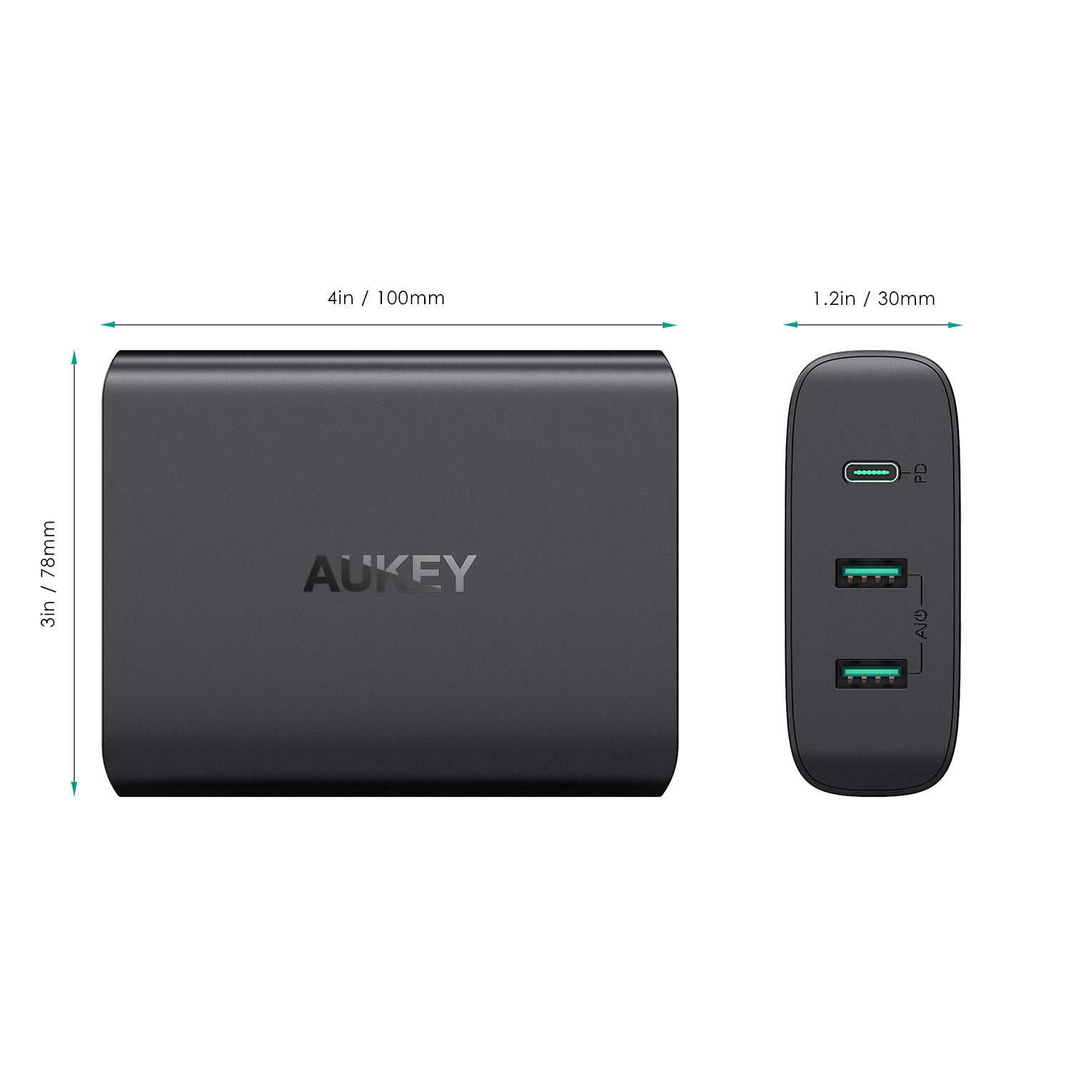 AUKEY PA-Y12 60W USB C Power Delivery 3.0 & Dual Port USB Desktop Charger - Aukey Malaysia Official Store