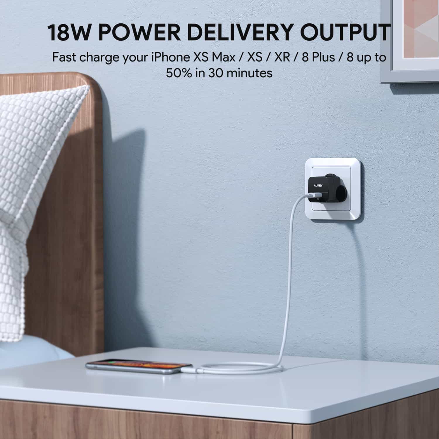 PA-Y18 Power Delivery USB-C Wall Charger With CB-CL1 USB C To Lightning Cable