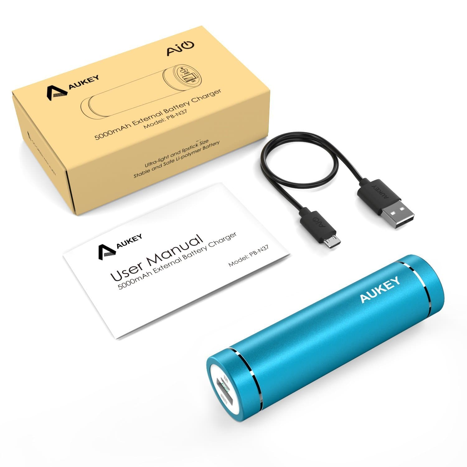 AUKEY PB-N37 5000mAh Mini Ultra Portable Feather weight Power Bank - Aukey Malaysia Official Store