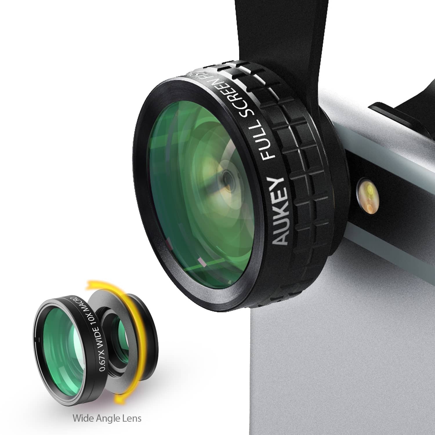 AUKEY PL-A1 Optic Pro 180° Fisheye + 110° Wide Angle + 10X Macro Mini Clip-on Lens - Aukey Malaysia Official Store