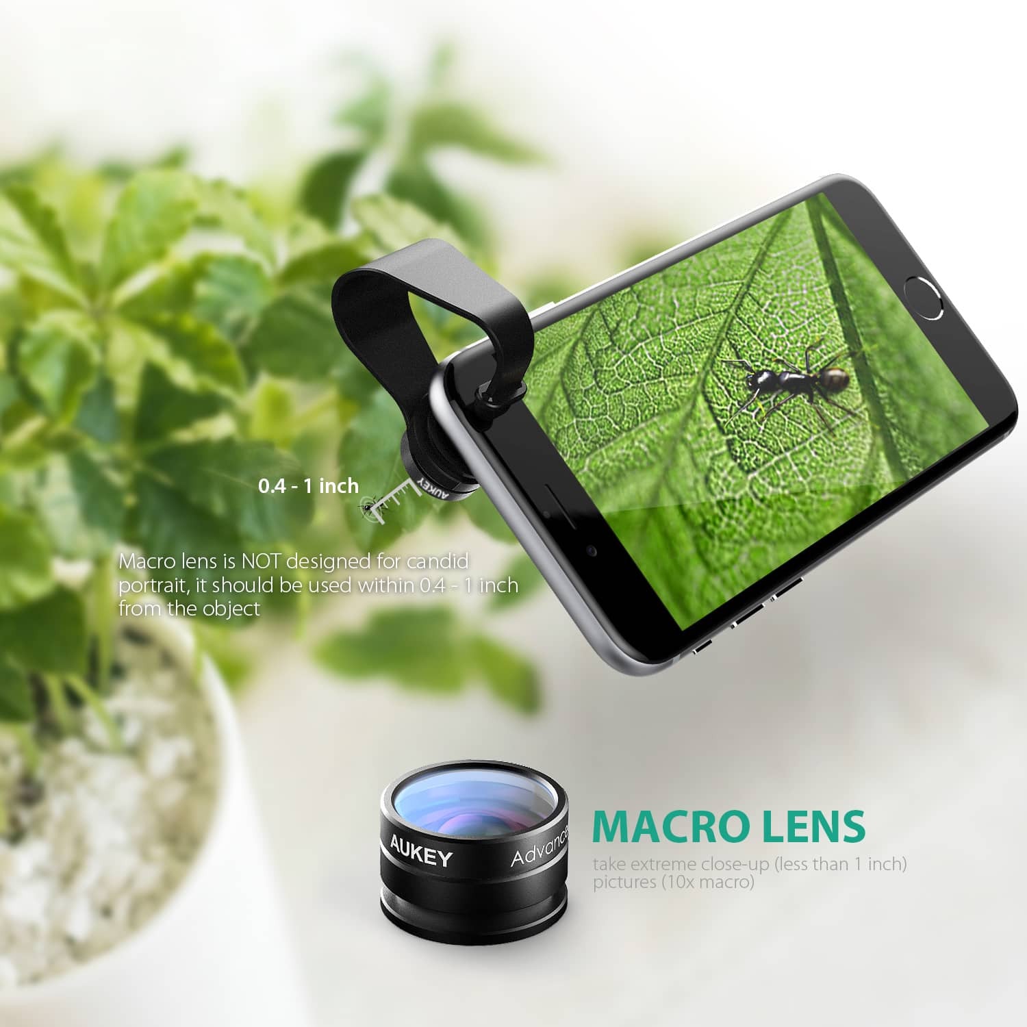 AUKEY PL-A2 - 2 in 1 Mini 10X Macro Lens + Mini 160 FOV Fish Eye Wide-angle Lens - Aukey Malaysia Official Store