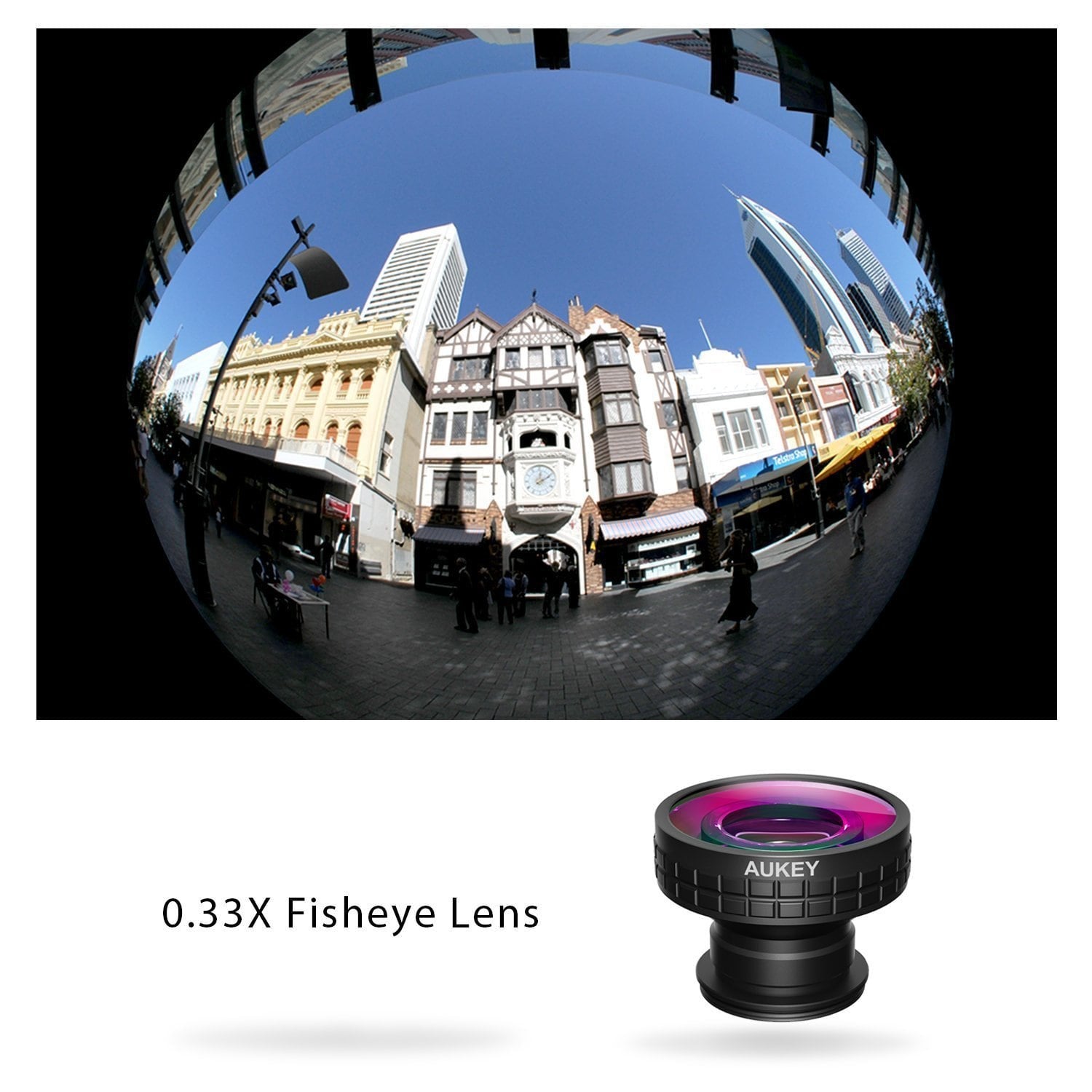 AUKEY PL-F2 Ora Lens Universal 180° Fisheye Clip-on Cell Phone Camera Lens - Aukey Malaysia Official Store