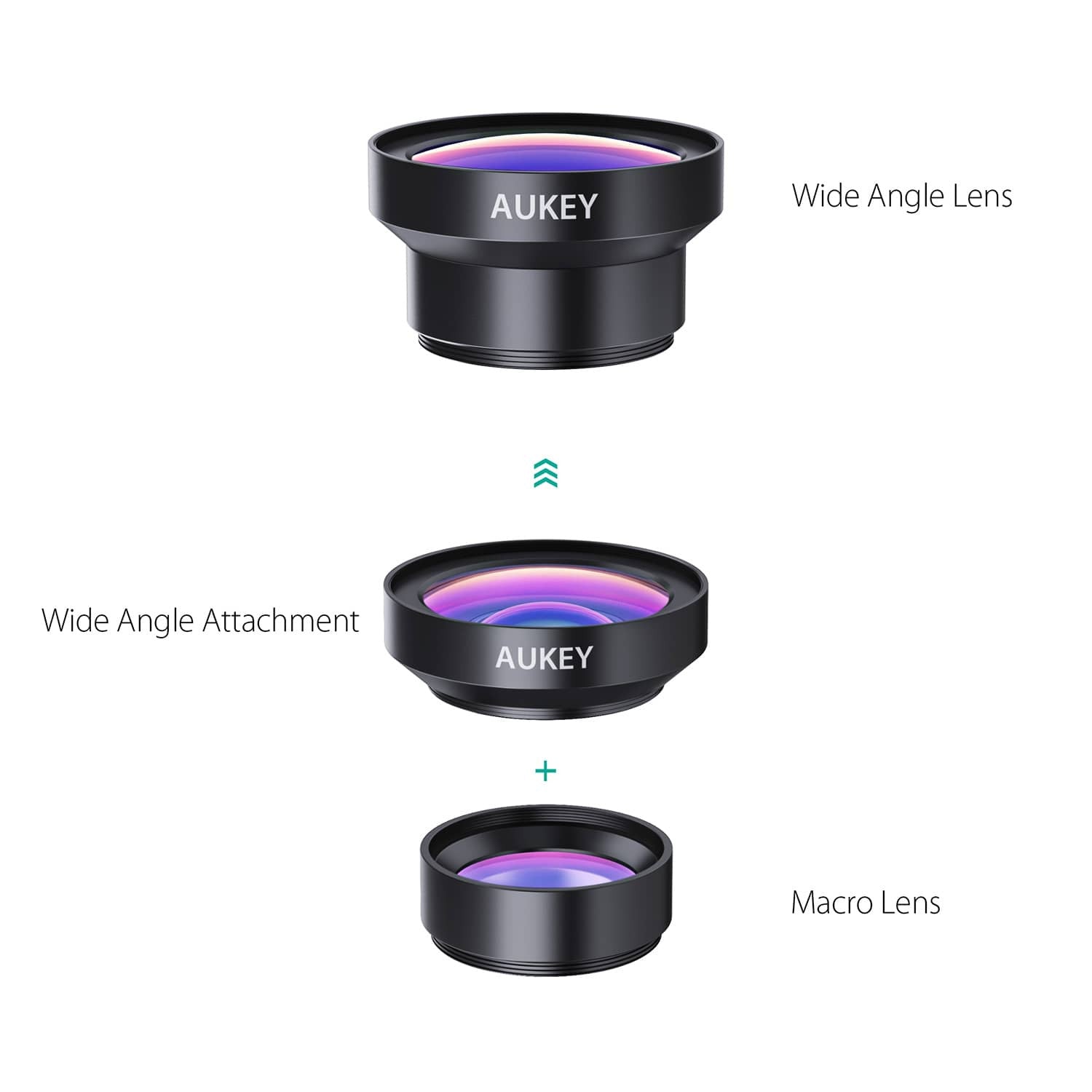 AUKEY PL-WD06  2 in 1 Clip Ora Lens Kit On with 0.45X Wide Angle + 15X Macro Lens - Aukey Malaysia Official Store