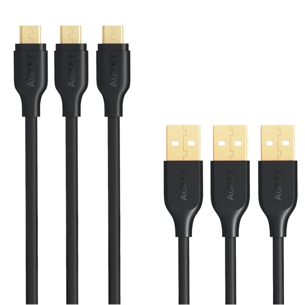 AUKEY CB-MD1X3 Gold-plated Reinforced Qualcomm Quick Charge Micro USB Cable (1M X 3pcs) - Aukey Malaysia Official Store