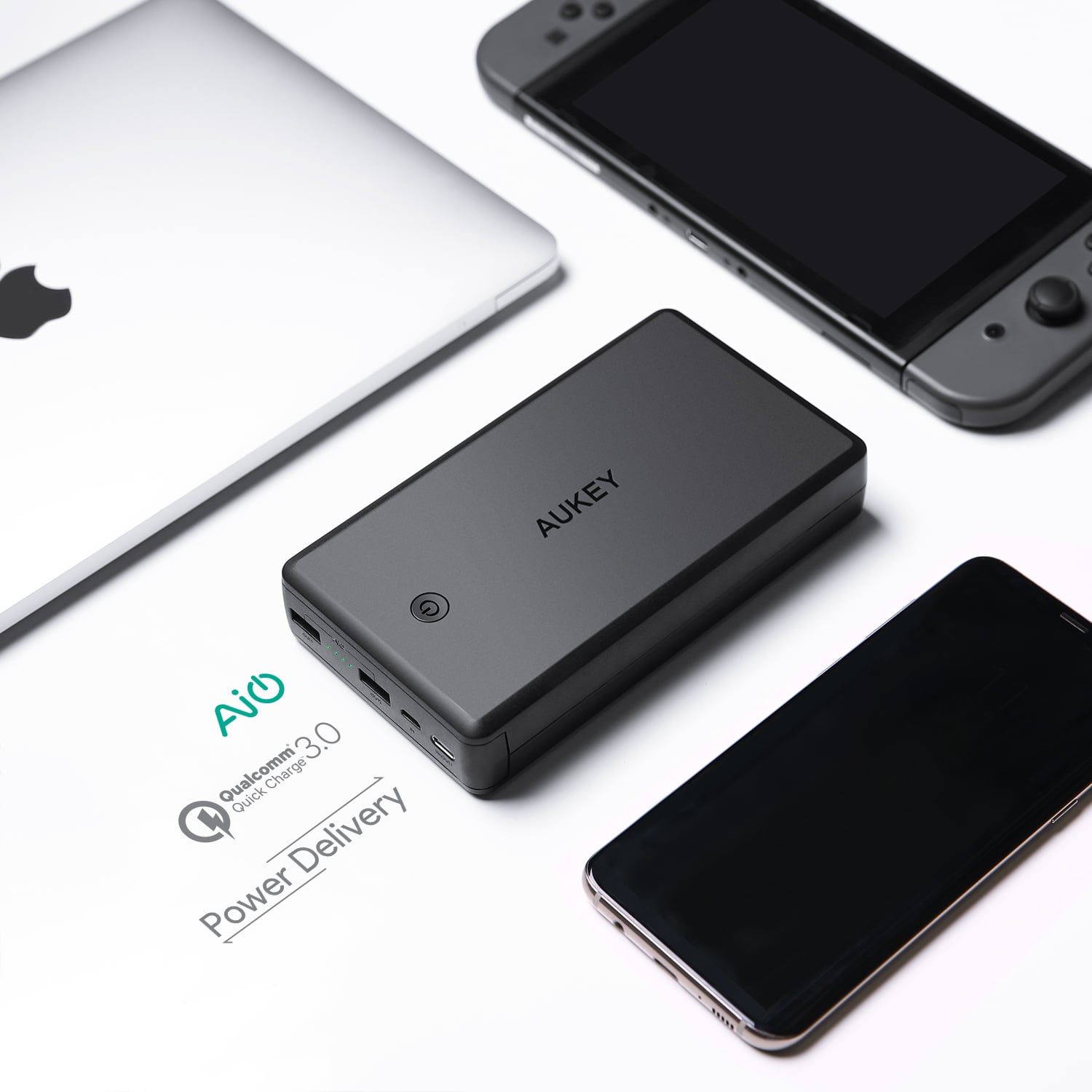 AUKEY PB-Y7 V2 30000mAh Qualcomm Quick Charge 3.0 Power Bank USB C Power Delivery PD 2.0 - Aukey Malaysia Official Store