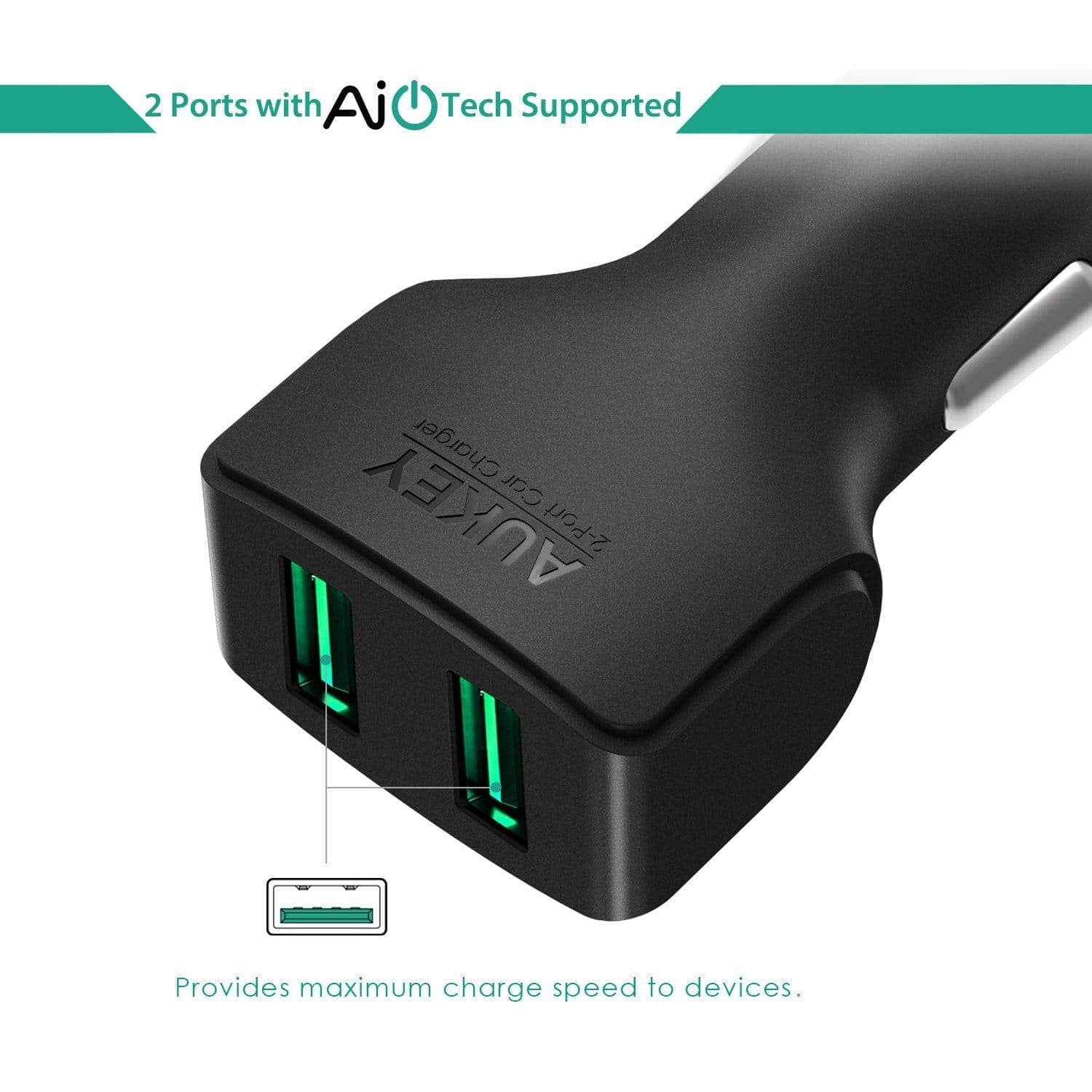 AUKEY CC-S3 24W 4.8A Compact Dual Port Car Charger with AiPower - Aukey Malaysia Official Store